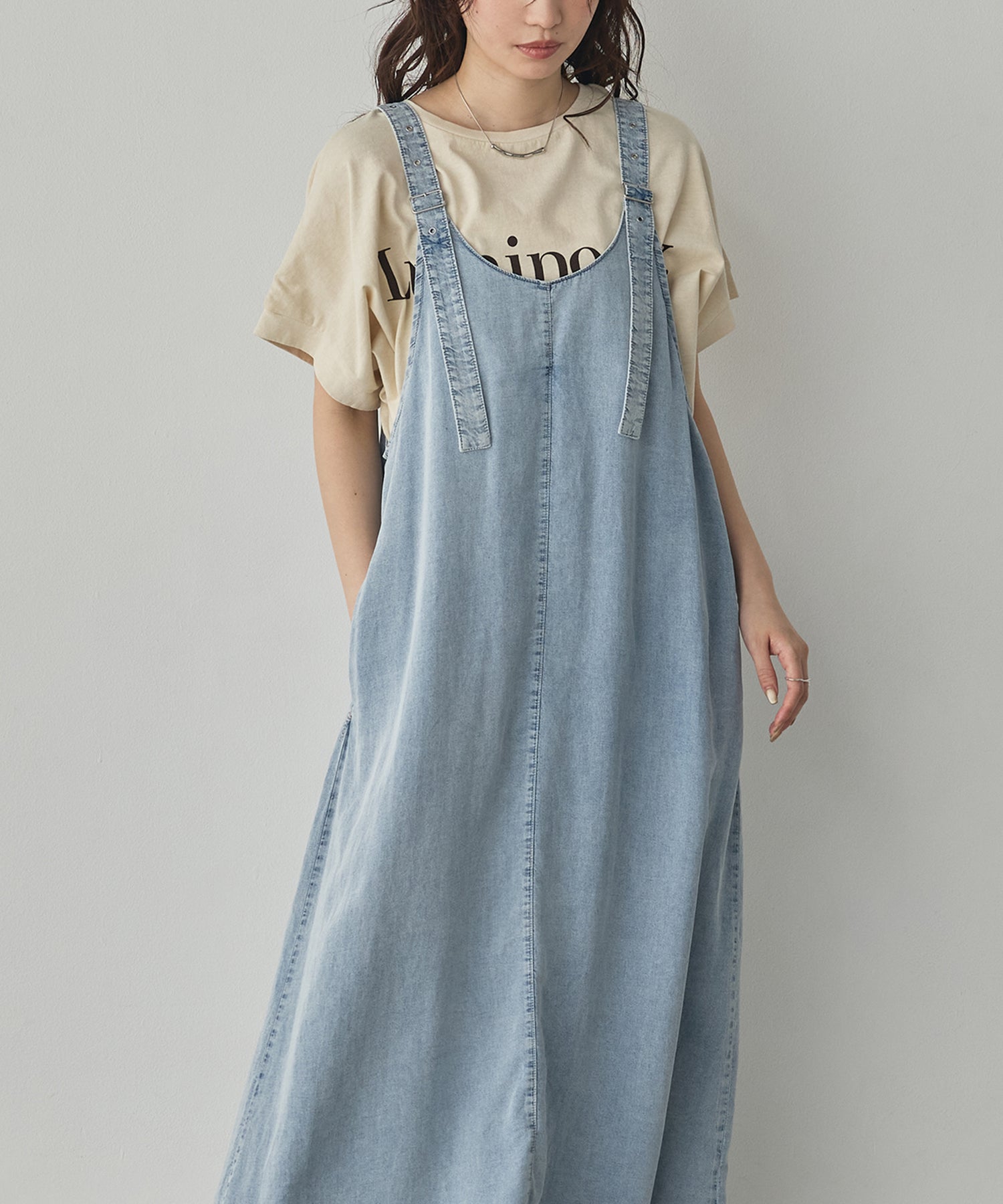 2WAY TENCEL DENIM FLARE JUMPER SKIRT
