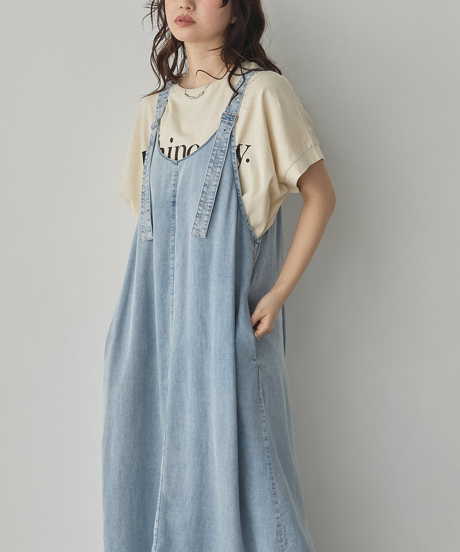 2WAY TENCEL DENIM FLARE JUMPER SKIRT