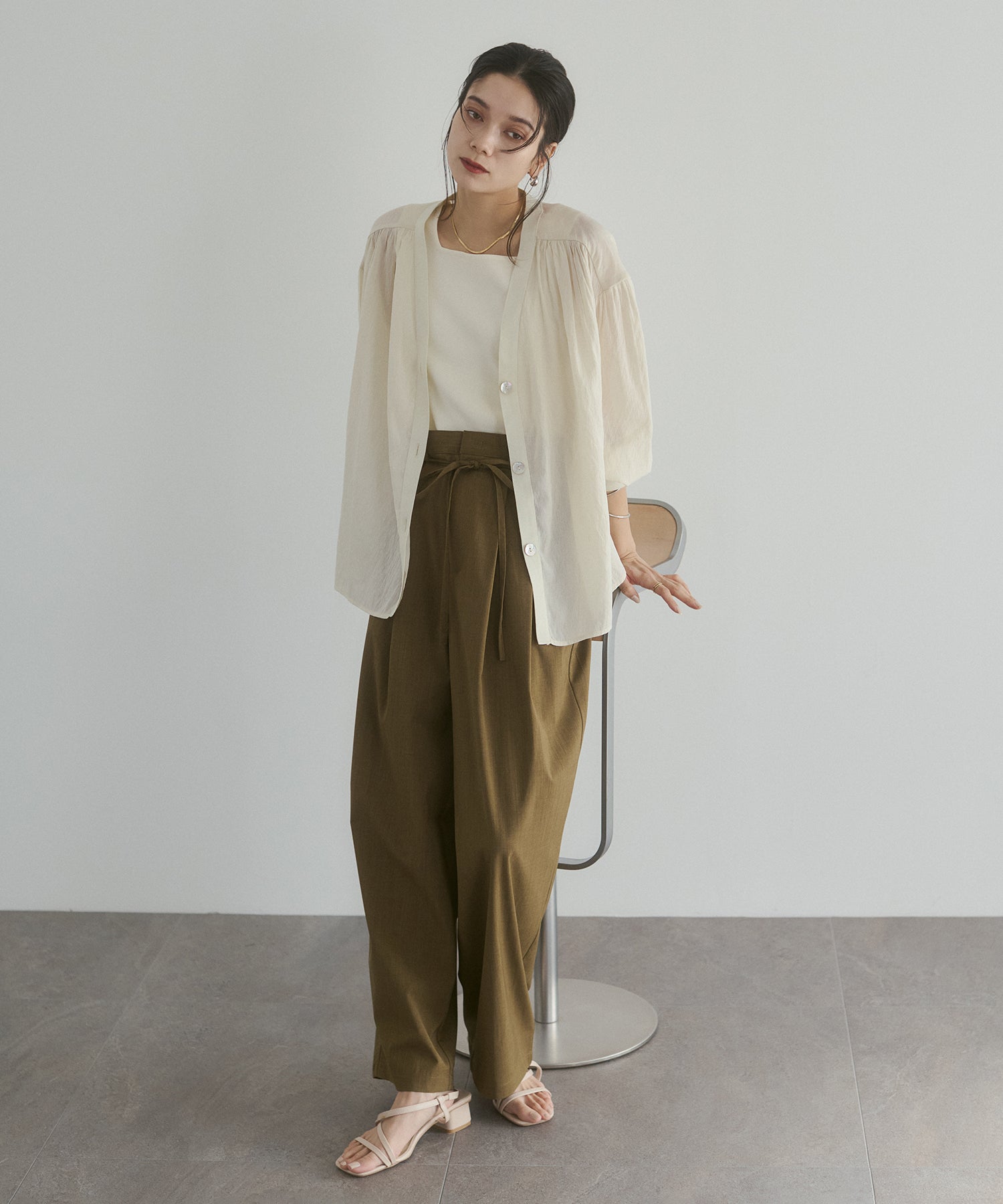 SHEER GATHERED CARDIGAN