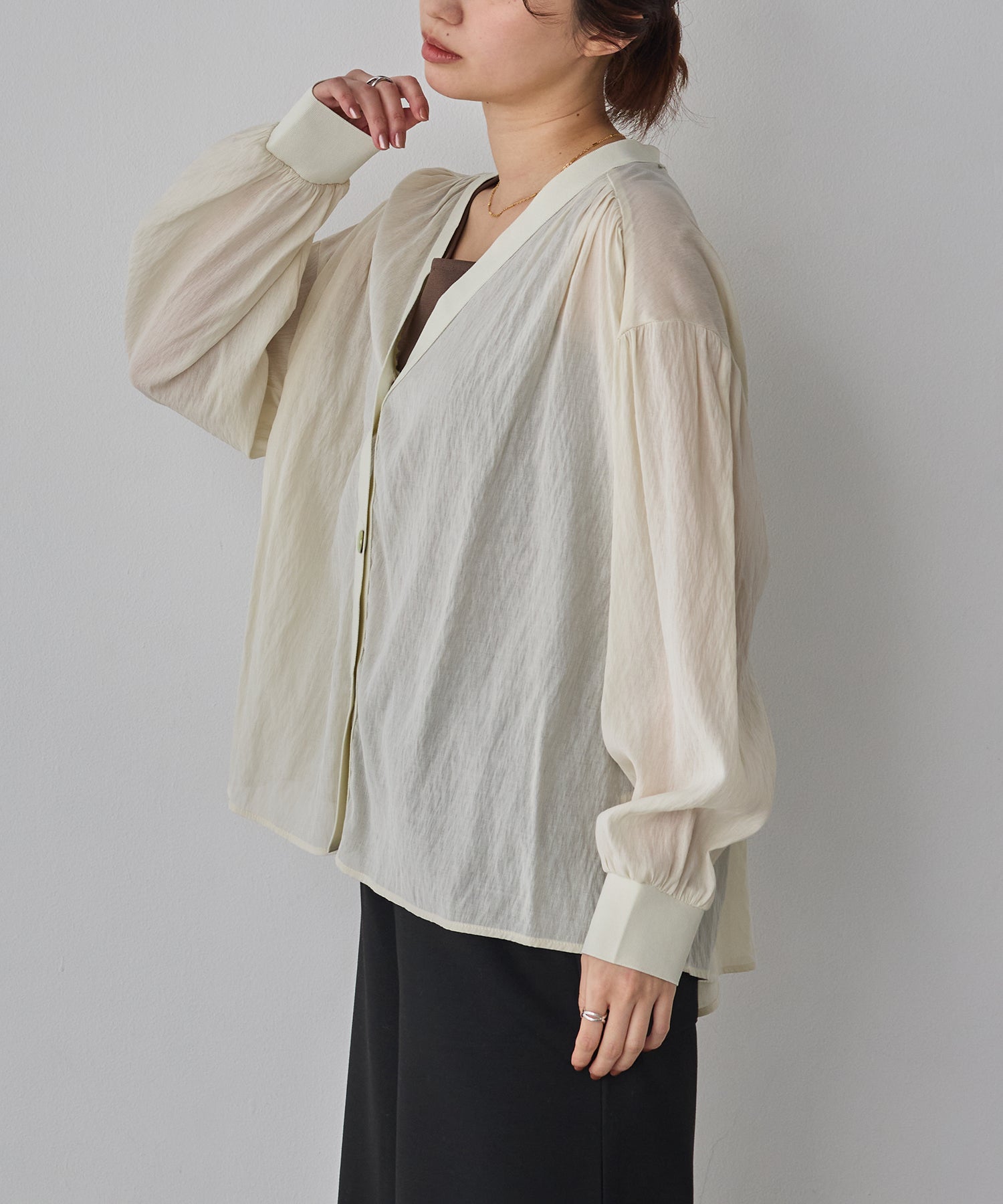 SHEER GATHERED CARDIGAN