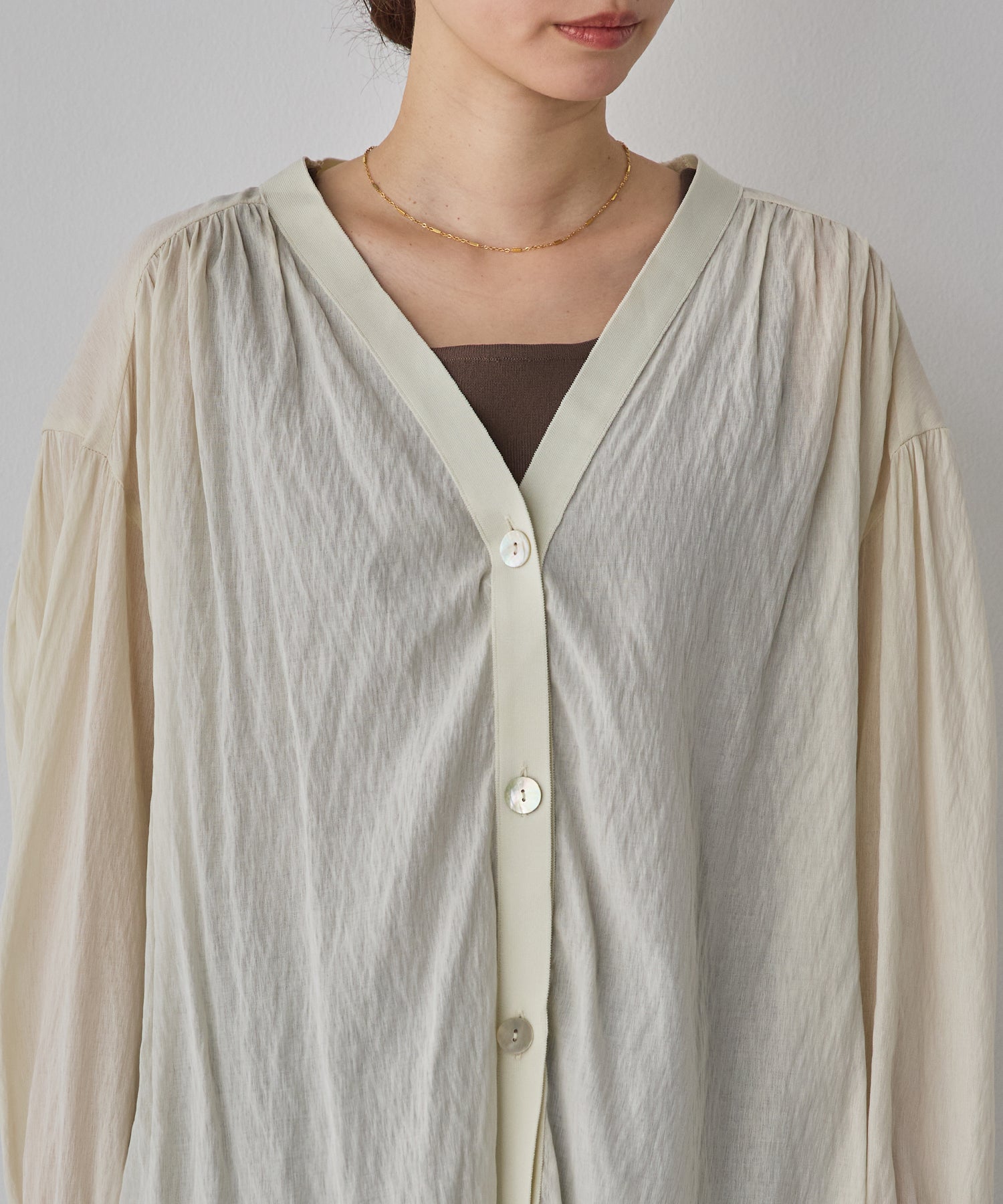 SHEER GATHERED CARDIGAN