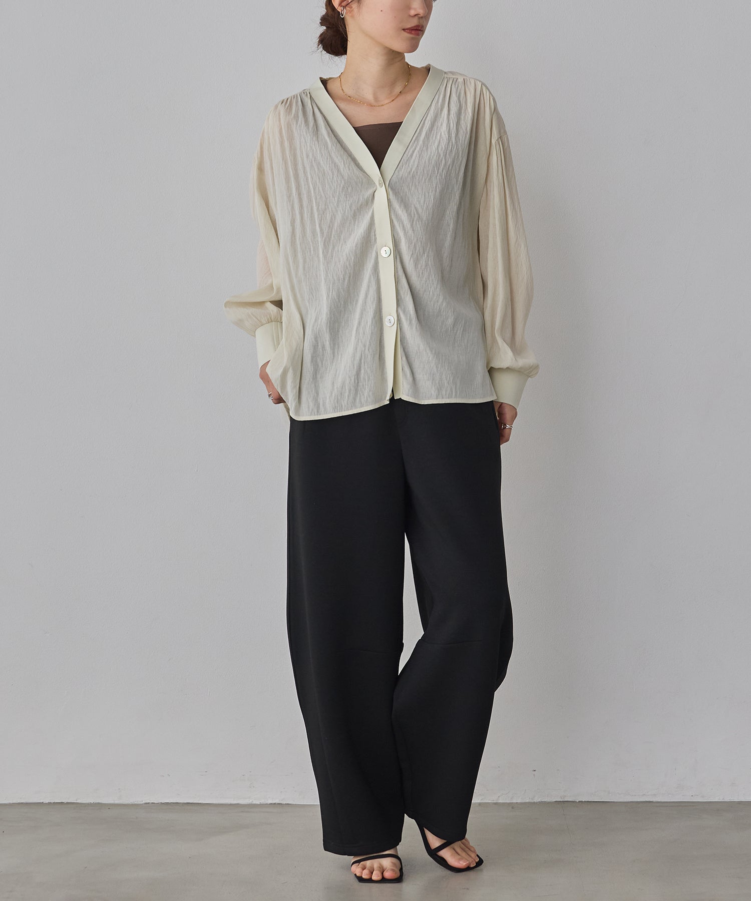 SHEER GATHERED CARDIGAN