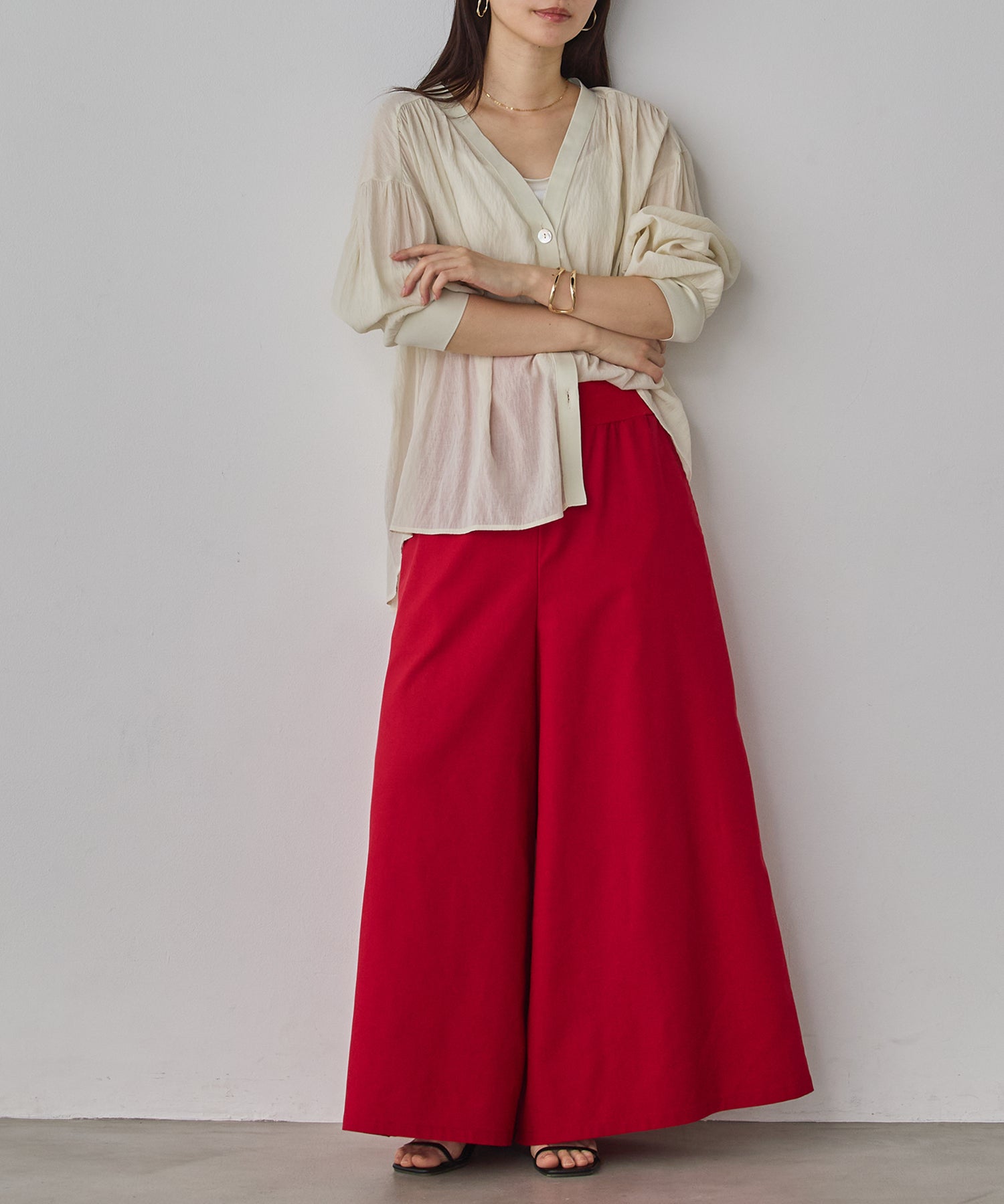 SHEER GATHERED CARDIGAN