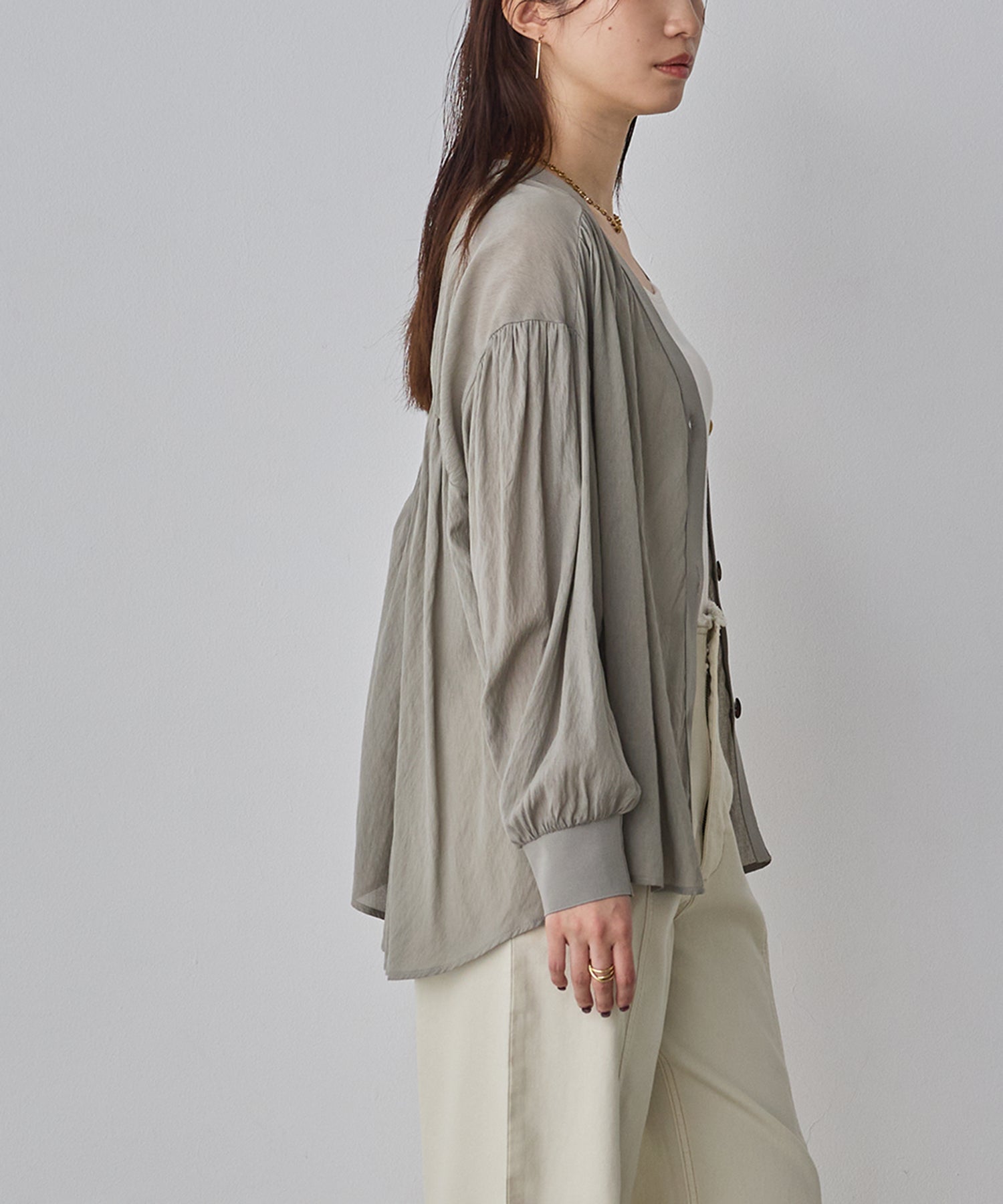 SHEER GATHERED CARDIGAN