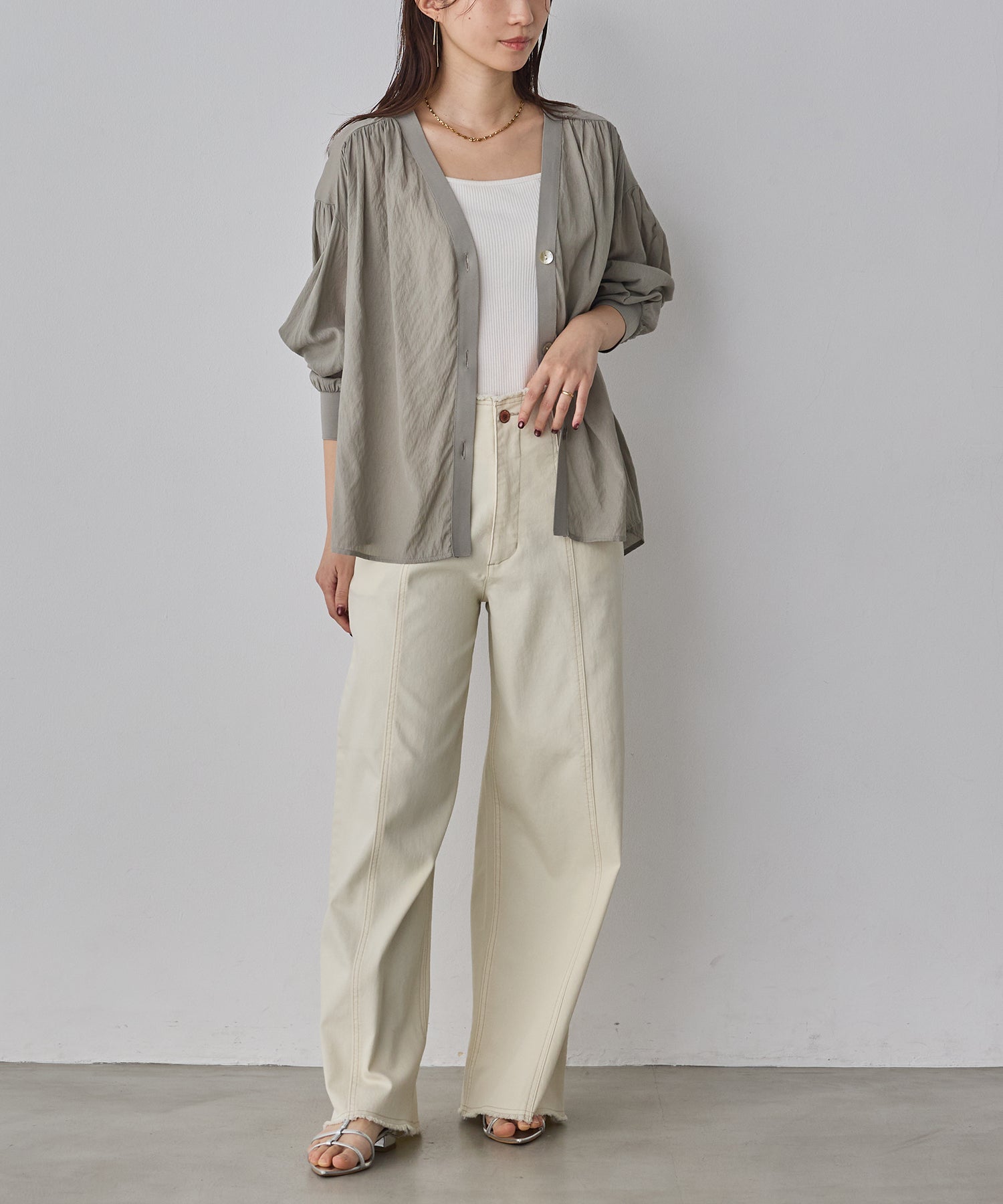 SHEER GATHERED CARDIGAN