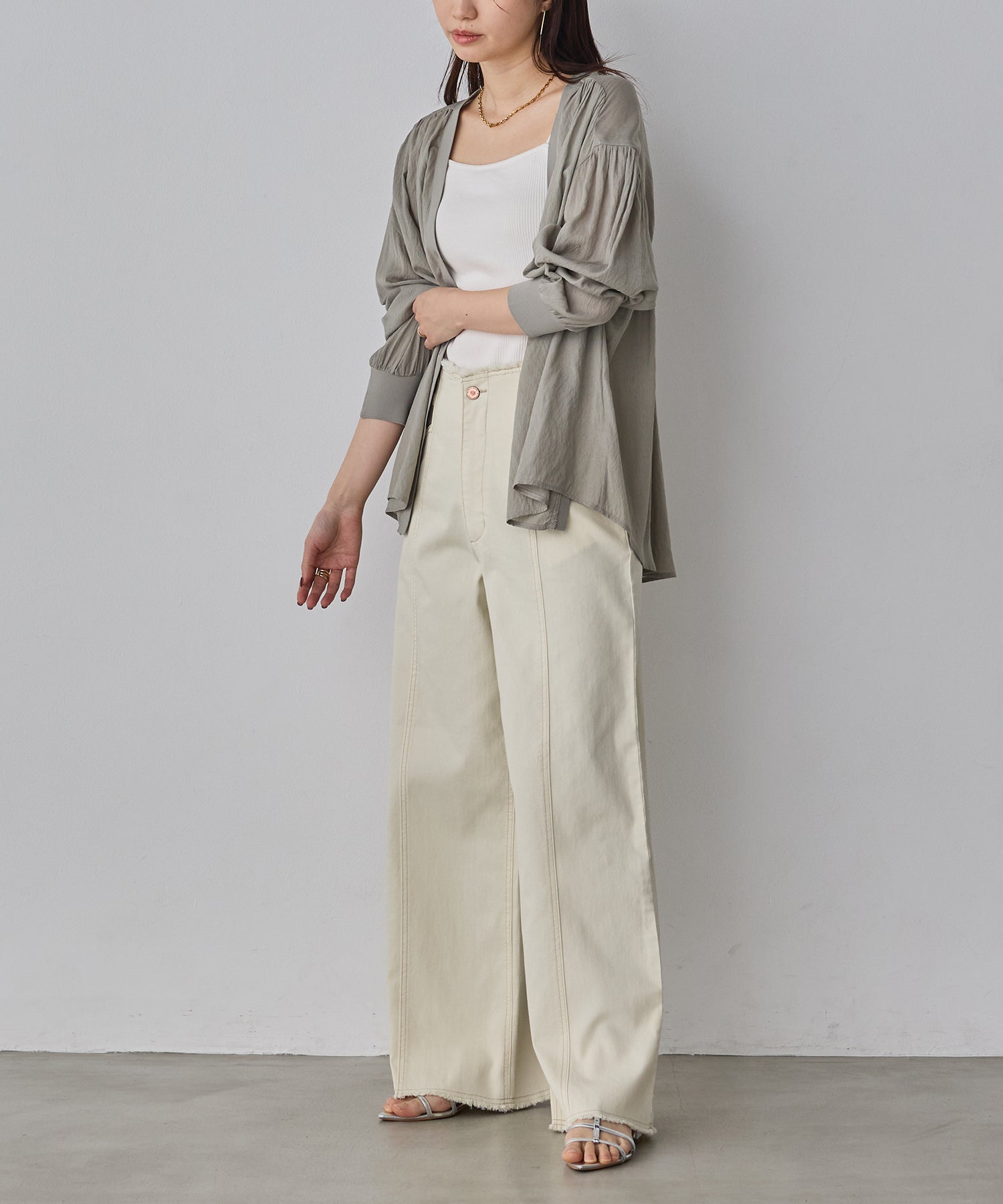 SHEER GATHERED CARDIGAN