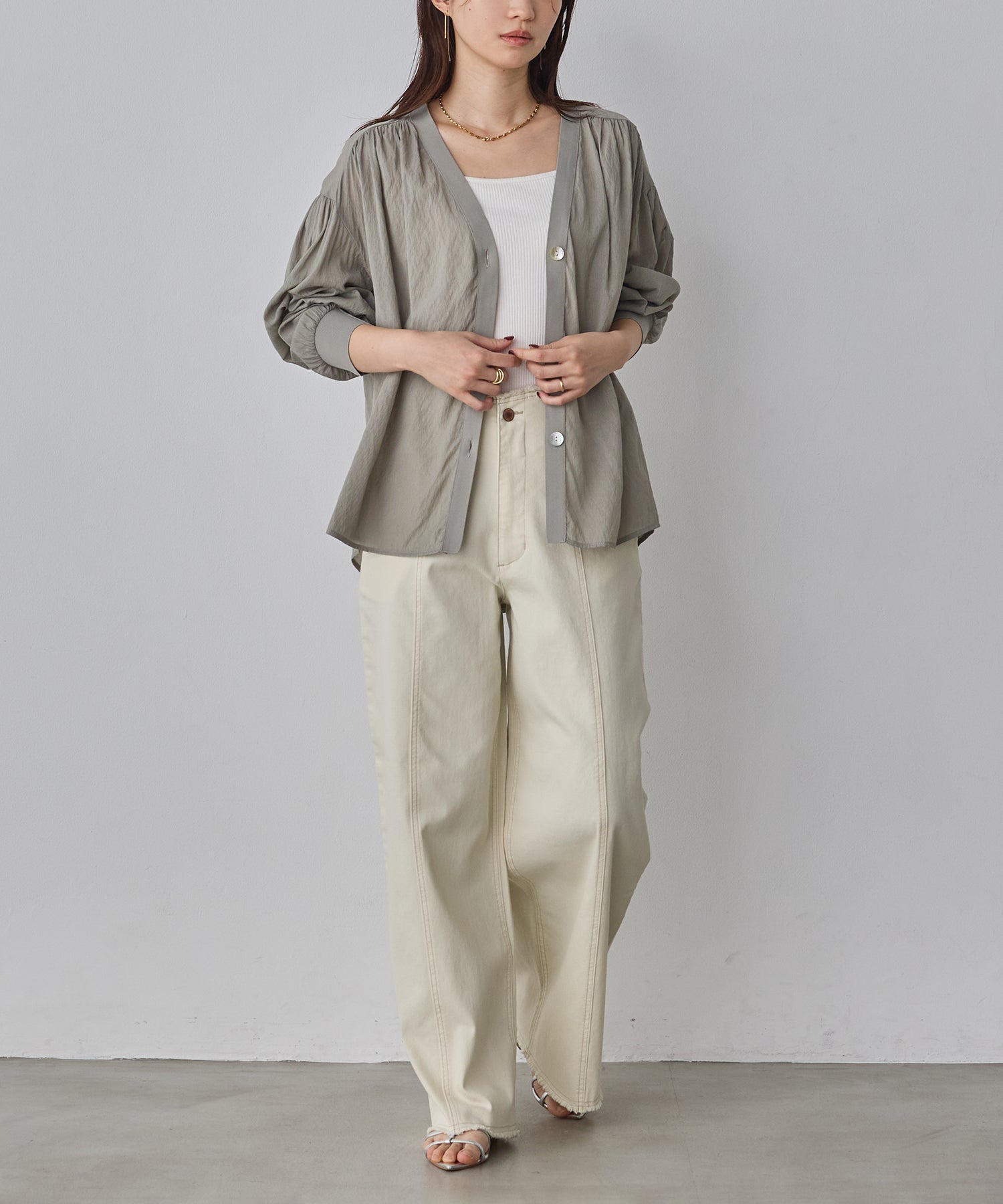 SHEER GATHERED CARDIGAN