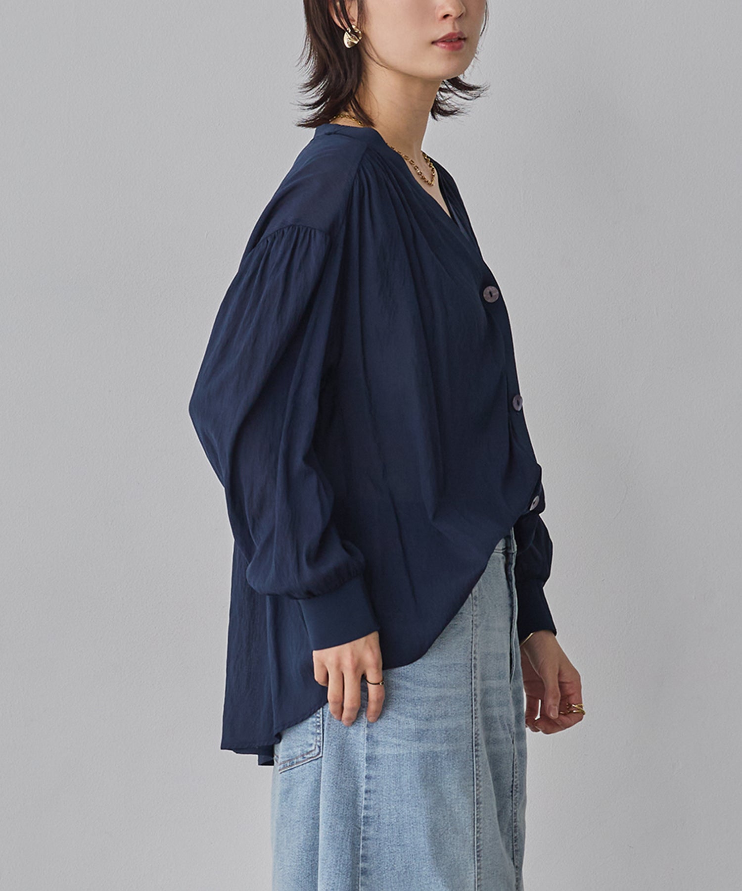 SHEER GATHERED CARDIGAN