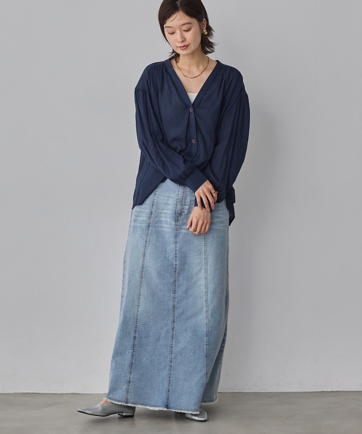 SHEER GATHERED CARDIGAN