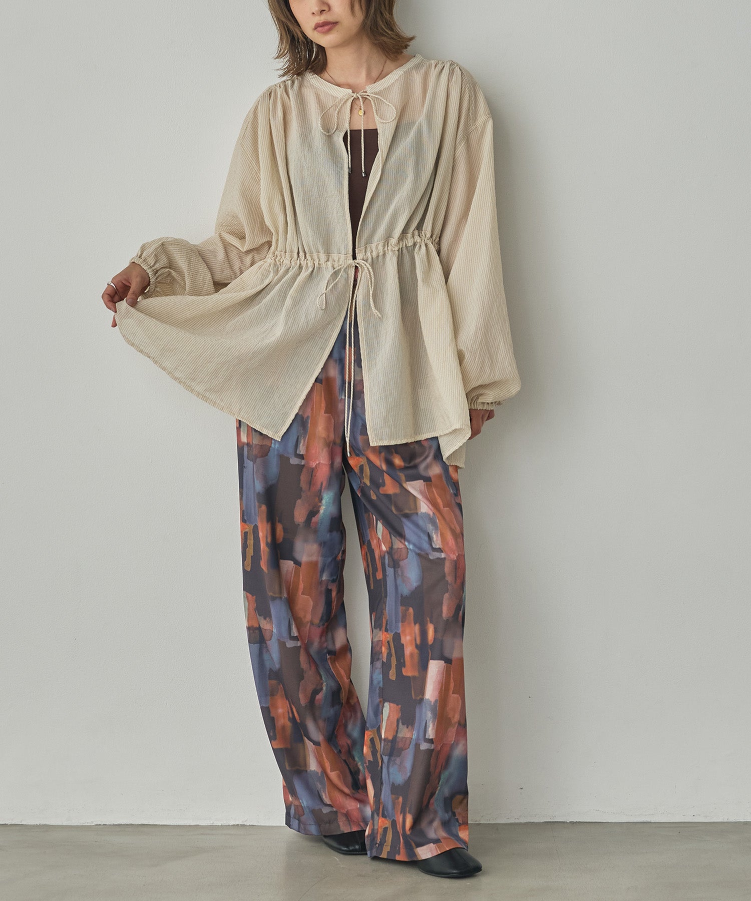 GROSGRAIN STRIPED CARDIGAN SHIRT