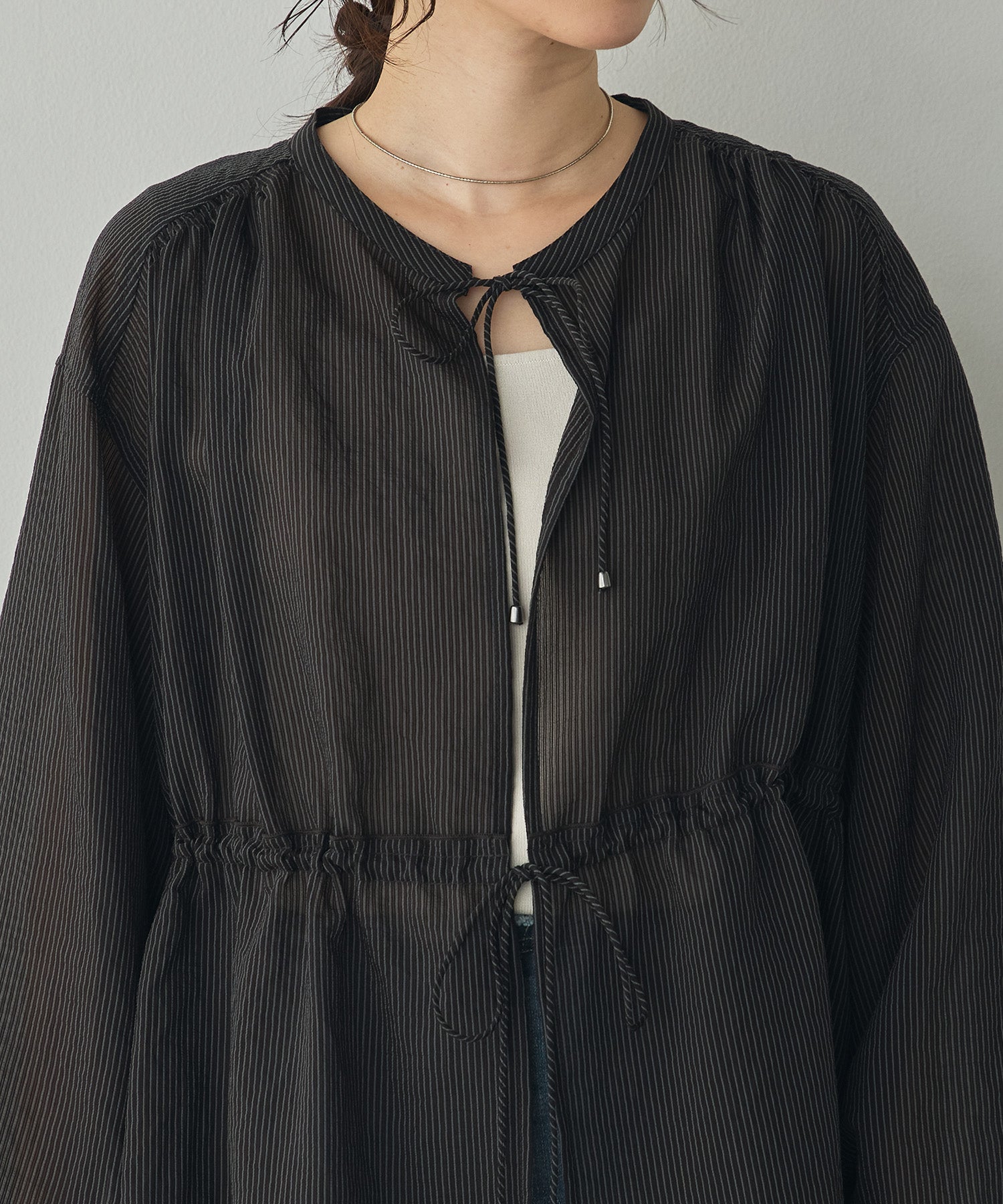 GROSGRAIN STRIPED CARDIGAN SHIRT