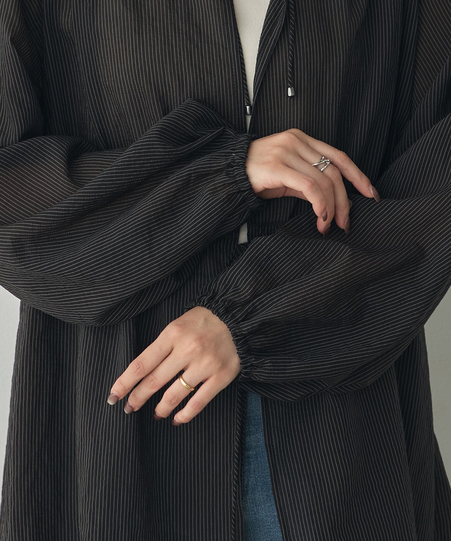 GROSGRAIN STRIPED CARDIGAN SHIRT