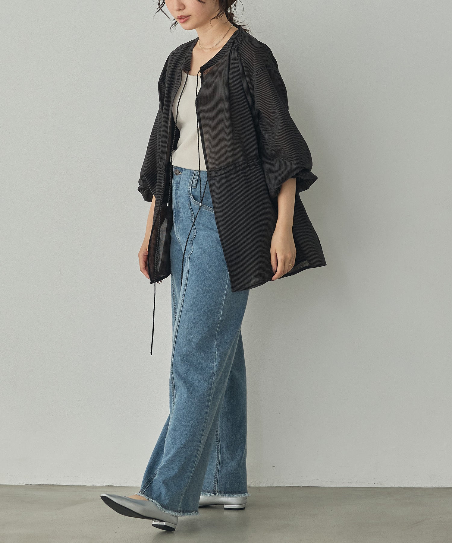 GROSGRAIN STRIPED CARDIGAN SHIRT