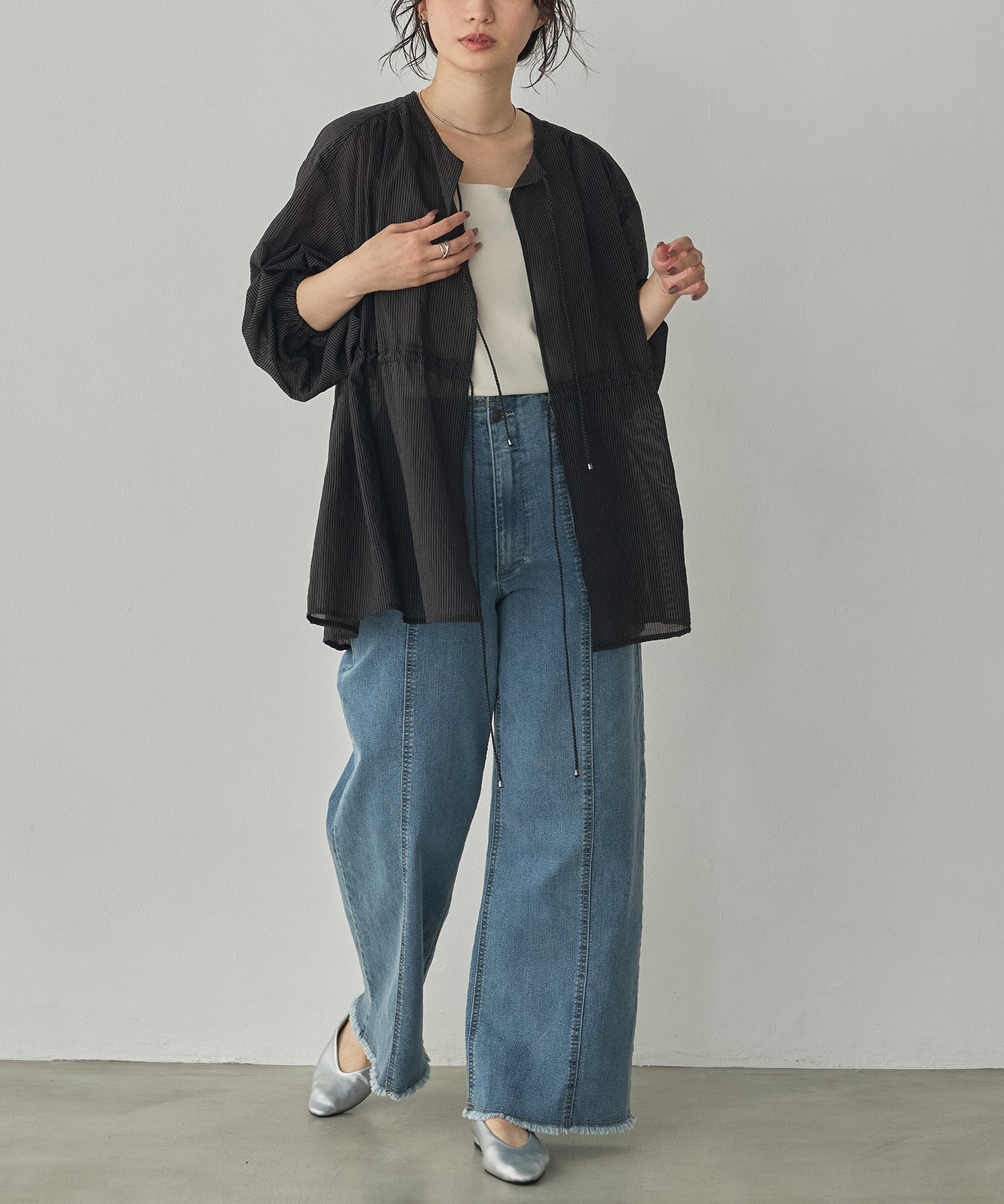 GROSGRAIN STRIPED CARDIGAN SHIRT