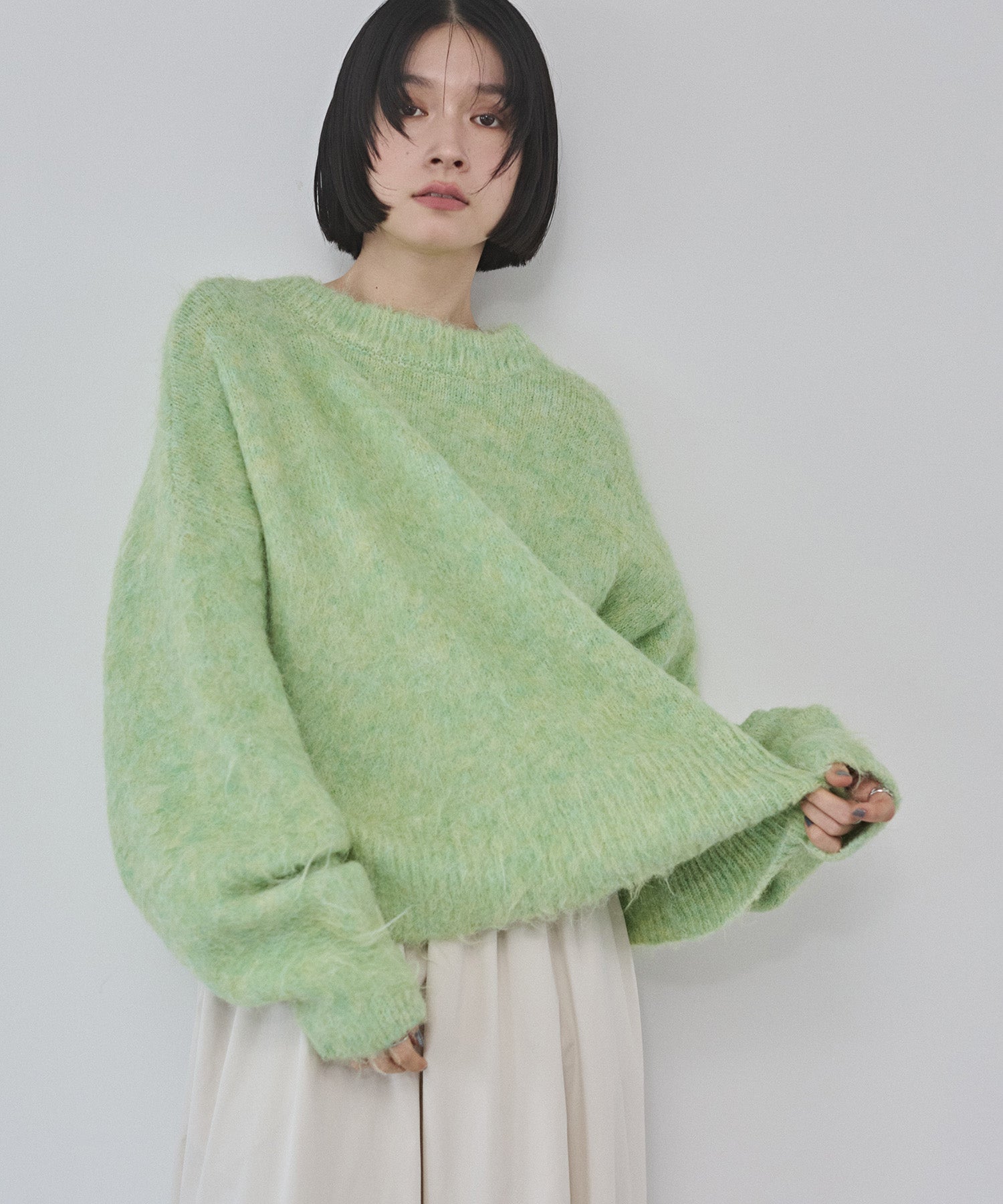 シャギー ミックスカラー起毛ニットカーディガン