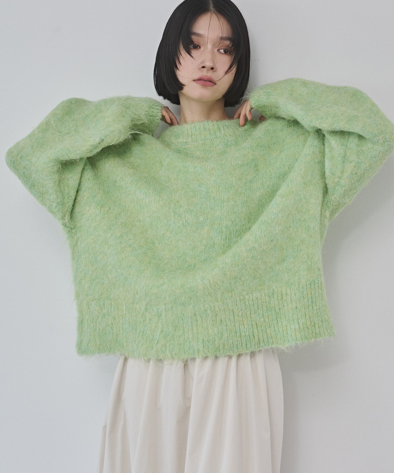 シャギー ミックスカラー起毛ニットカーディガン