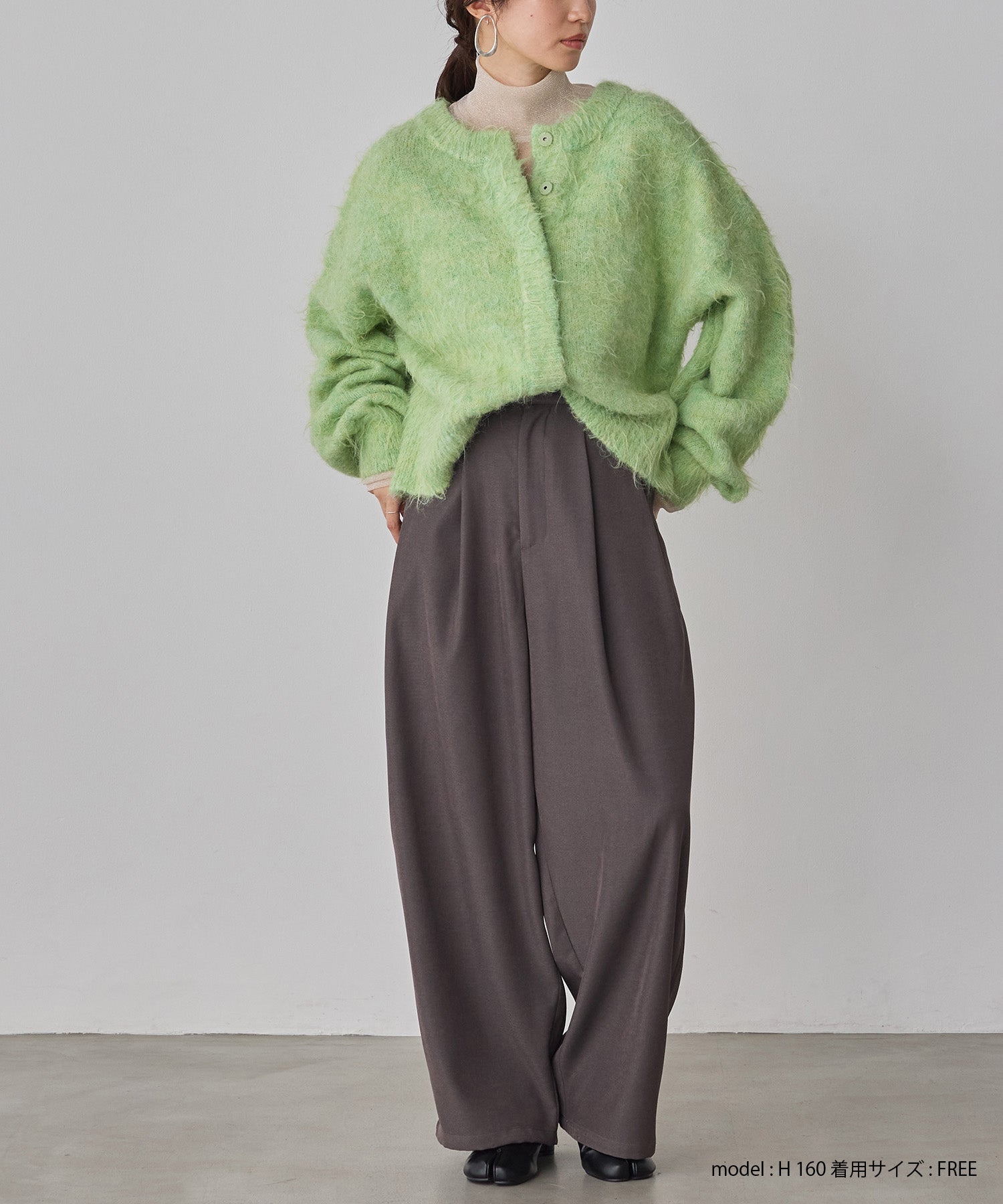 シャギー ミックスカラー起毛ニットカーディガン