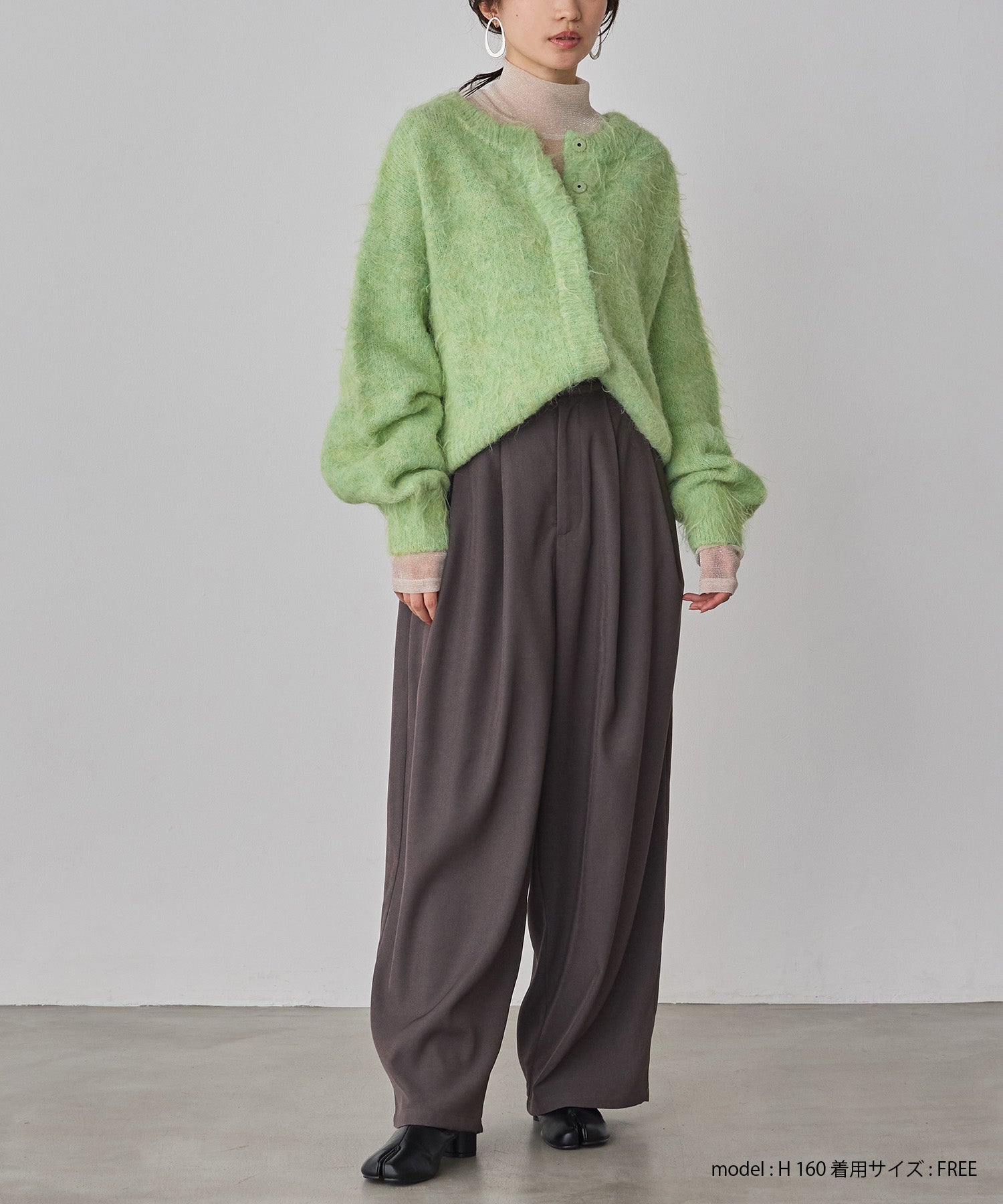 シャギー ミックスカラー起毛ニットカーディガン