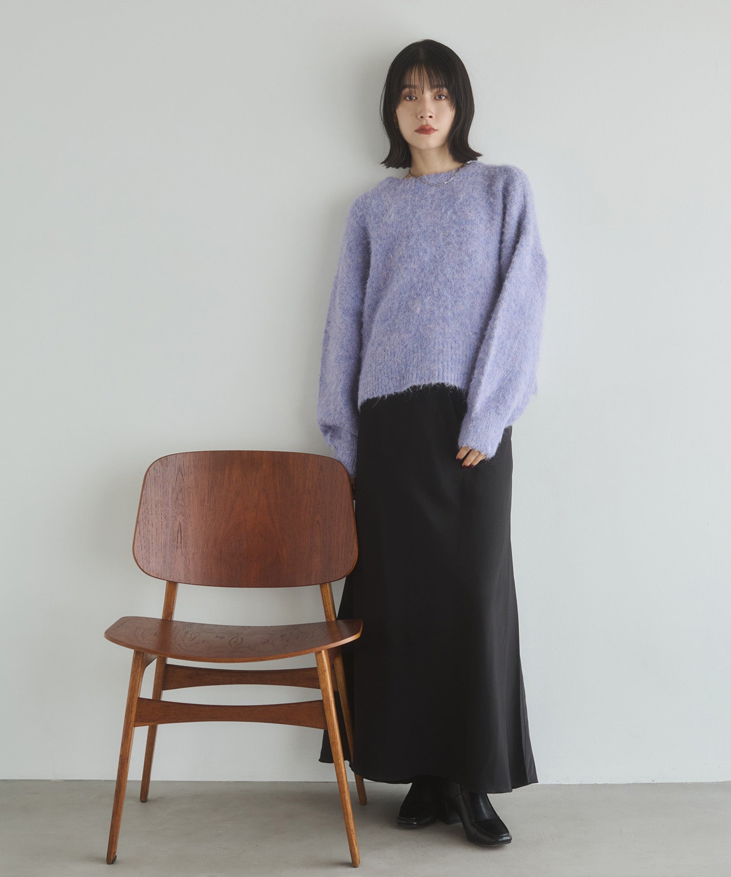 シャギー ミックスカラー起毛ニットカーディガン