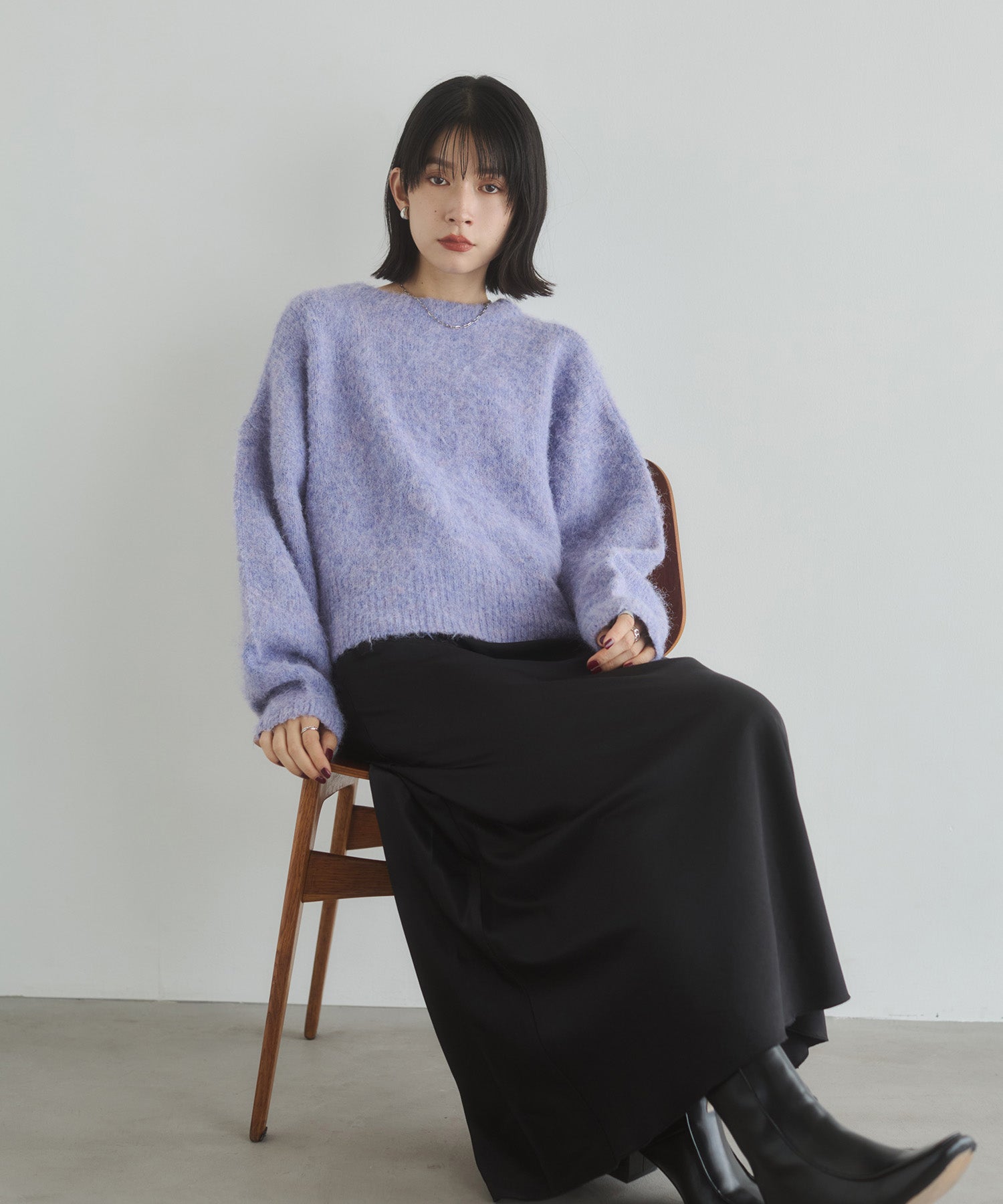 シャギー ミックスカラー起毛ニットカーディガン