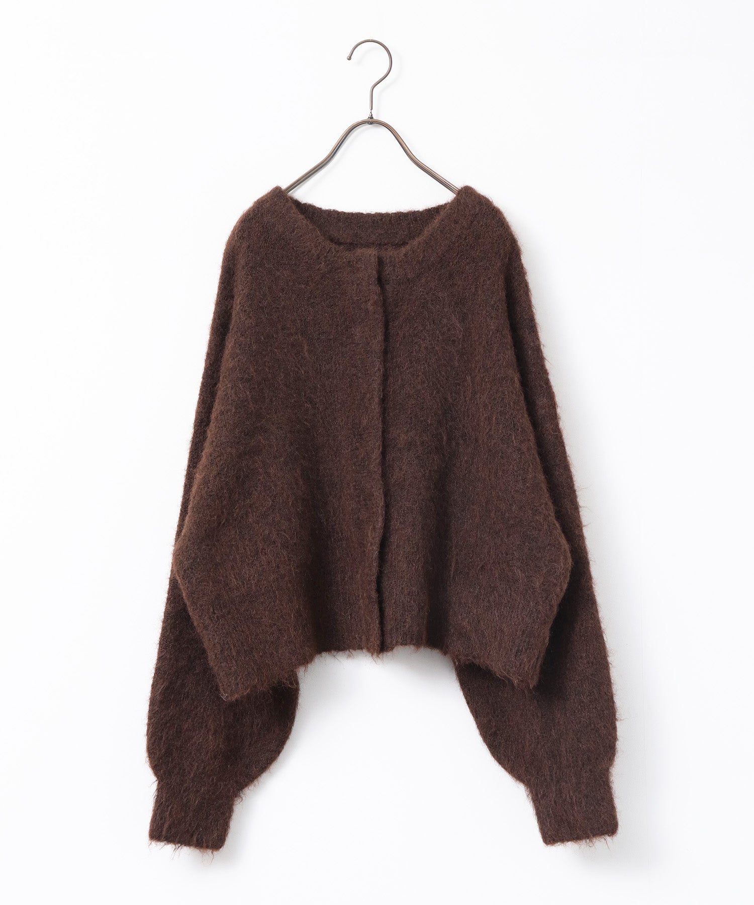 シャギー ミックスカラー起毛ニットカーディガン