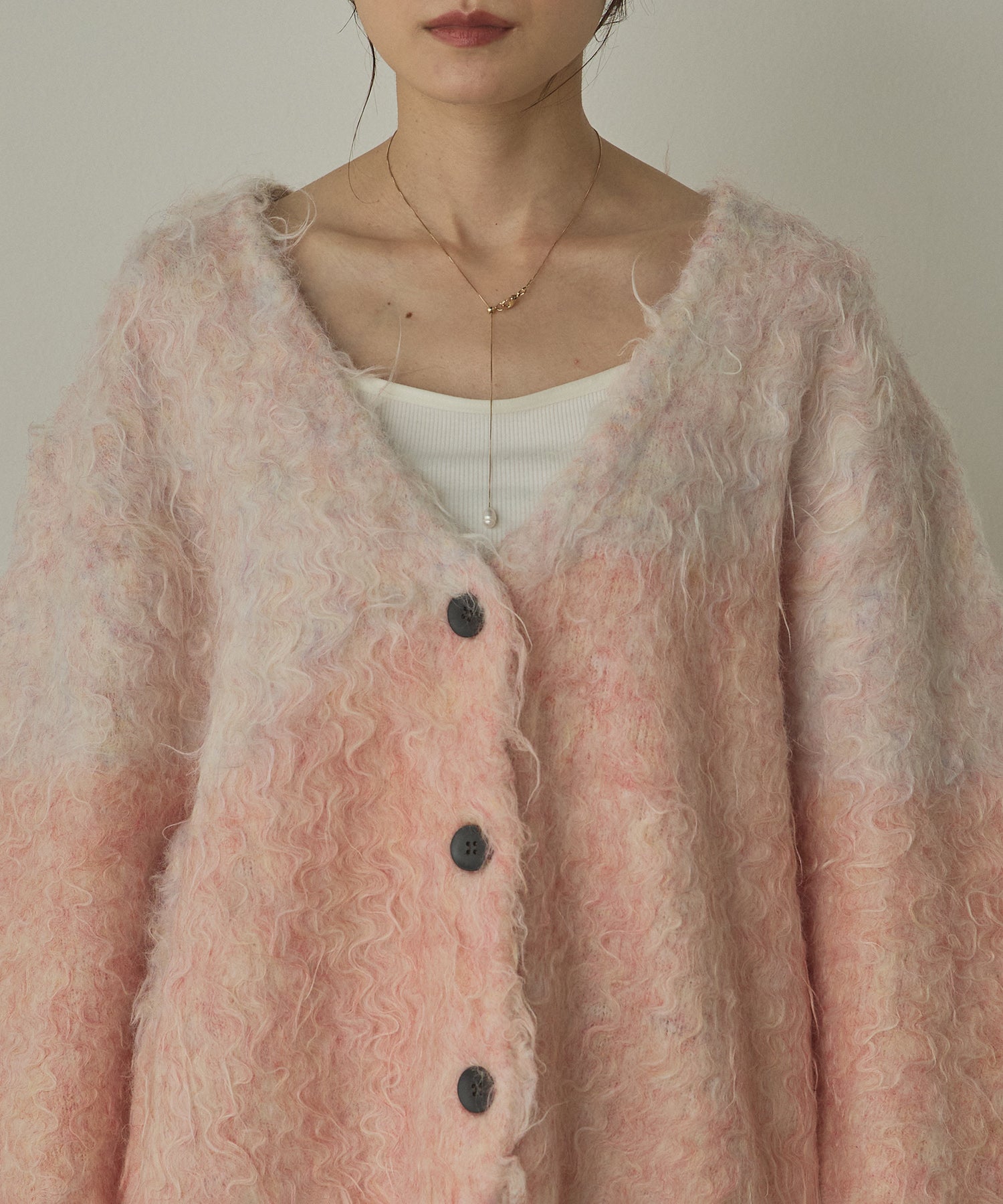 シャギー起毛 Vカーディガン