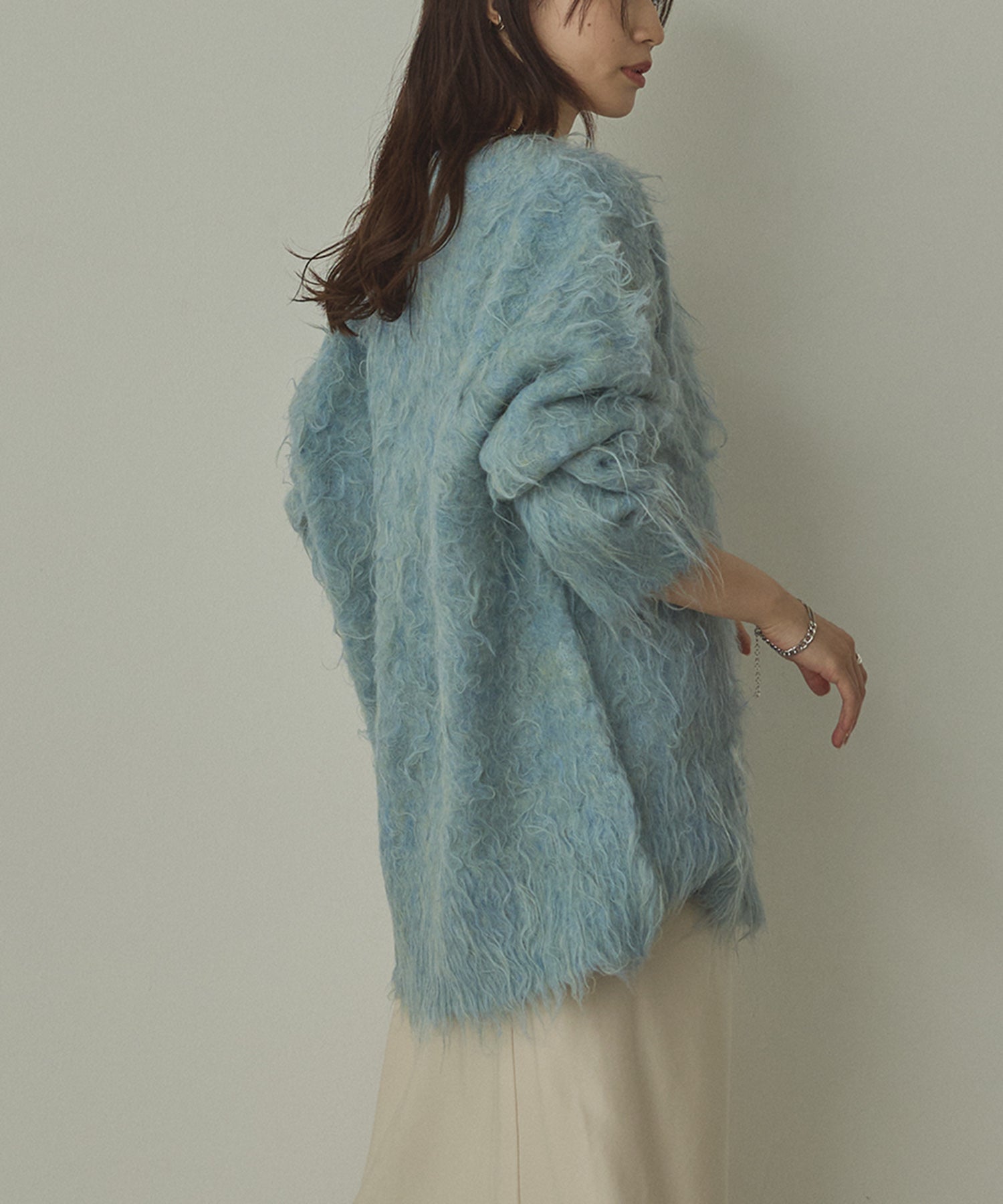 シャギー起毛 Vカーディガン