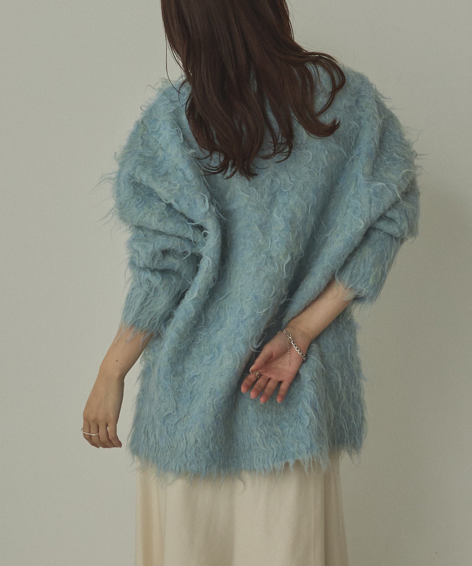 シャギー起毛 Vカーディガン