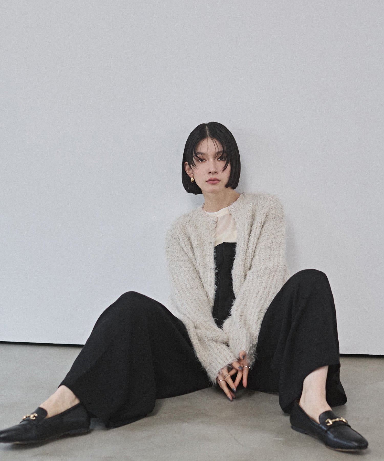 シャギー ニットカーディガン