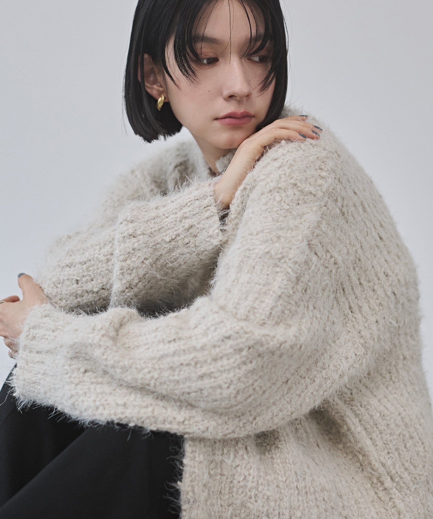 シャギー ニットカーディガン