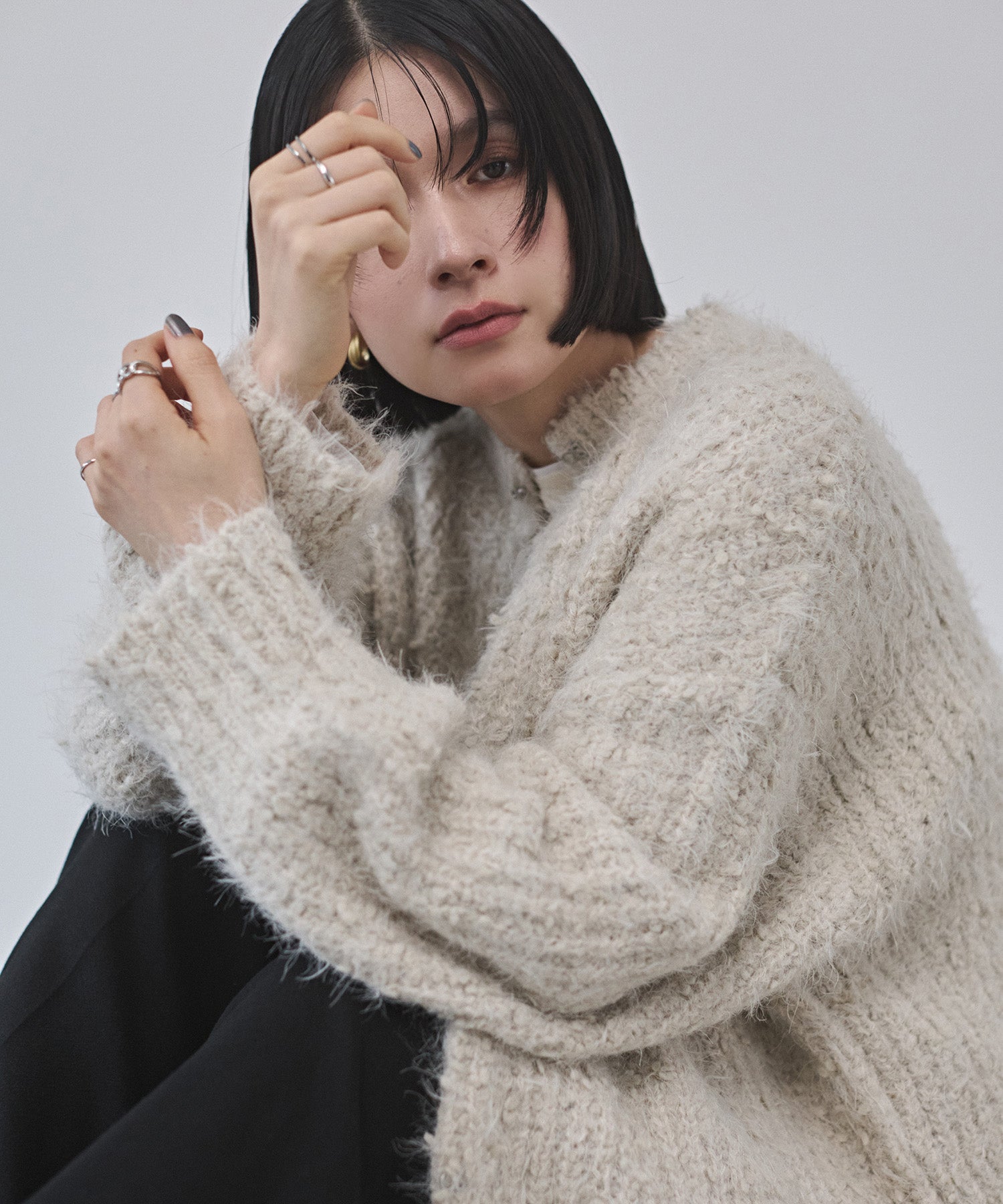 W/NYシャギーニットカーディガン LBEG AZUL BY MOUSSY | Wジップシャギーニットカーディガン (カーディガン