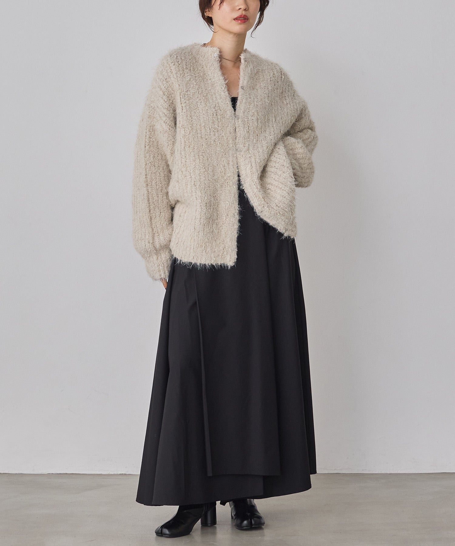 シャギー ニットカーディガン