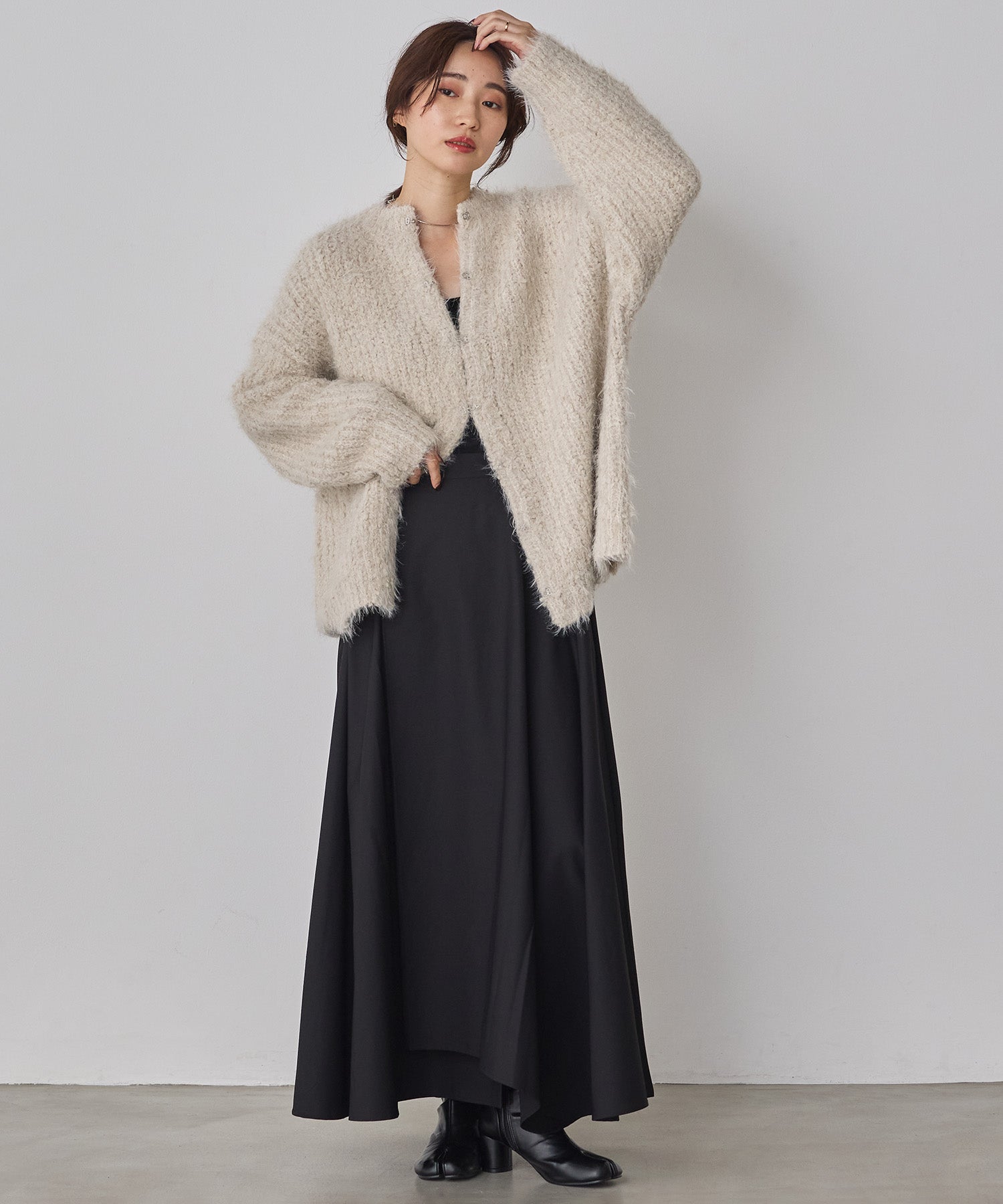 シャギー ニットカーディガン