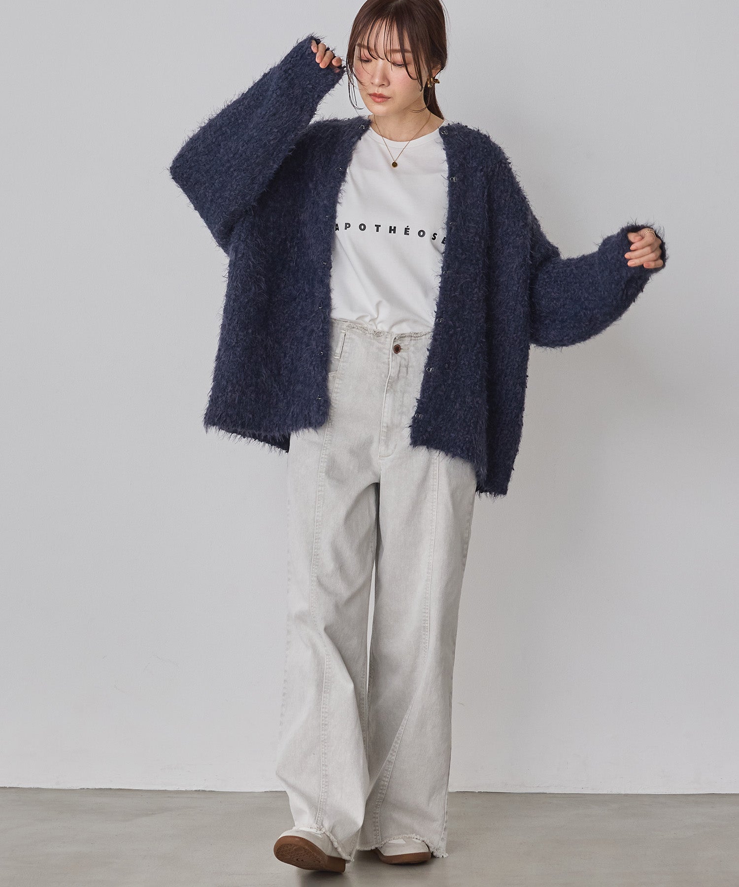 シャギー ニットカーディガン