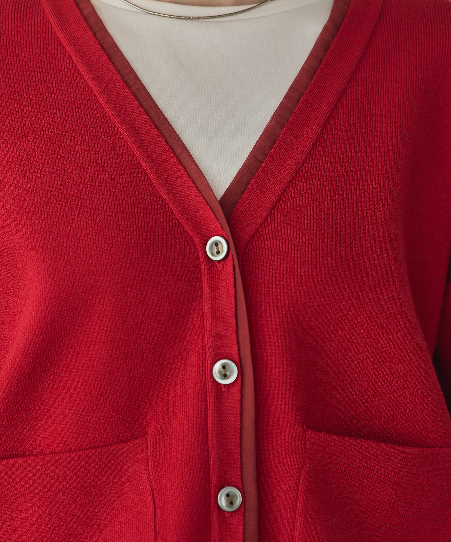 [ANTI-STATIC] YAWAMOCHI YARN V-NECK DOCKING CARDIGAN