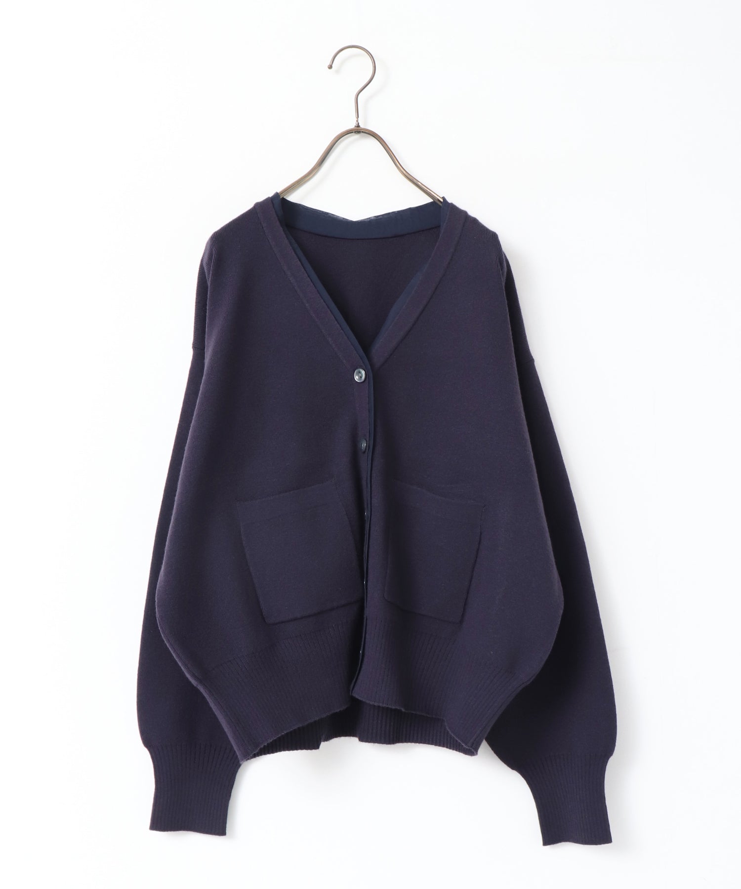 [ANTI-STATIC] YAWAMOCHI YARN V-NECK DOCKING CARDIGAN