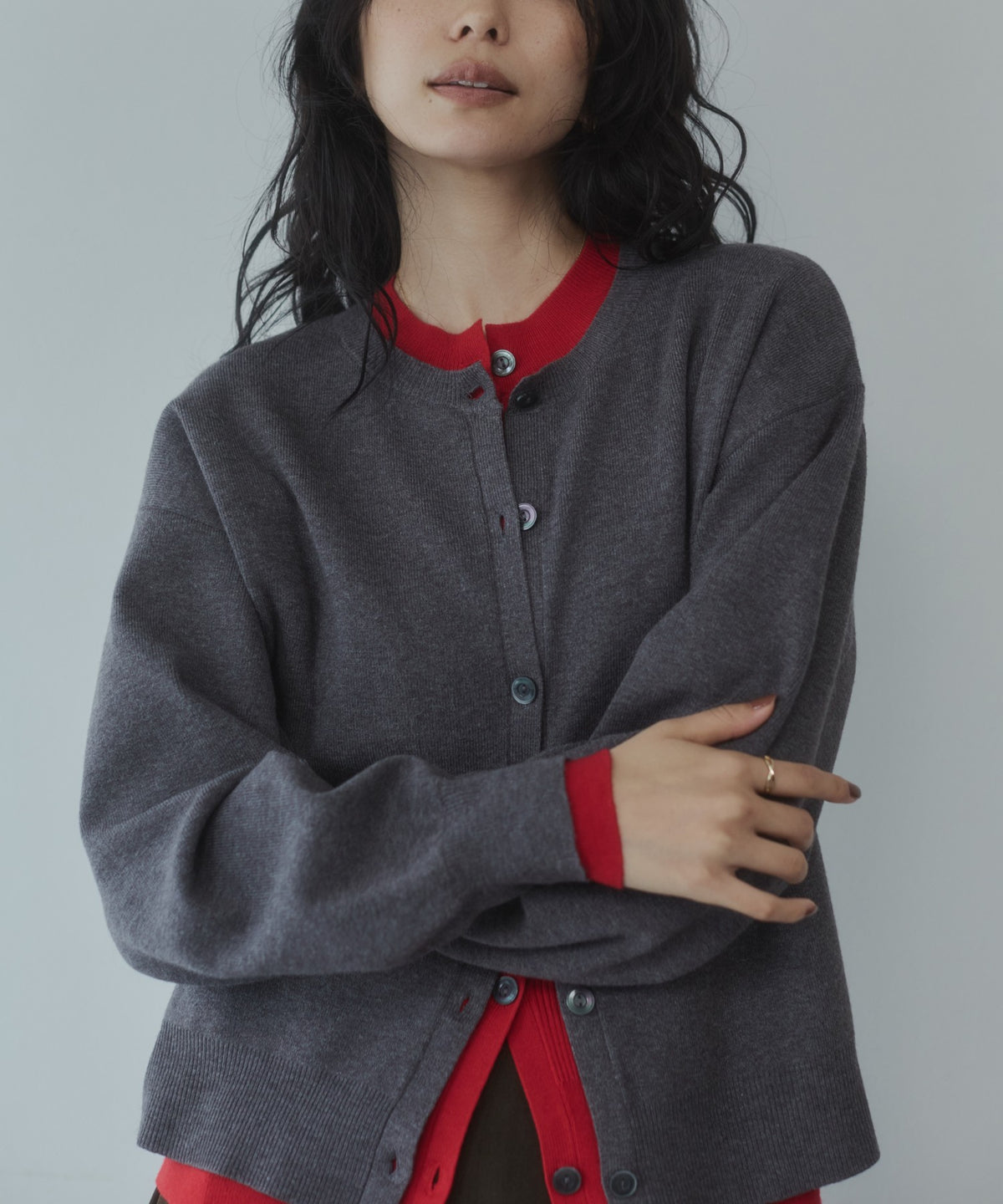 [ANTI-STATIC] YAWAMOCHI YARN LAYERED KNIT CARDIGAN