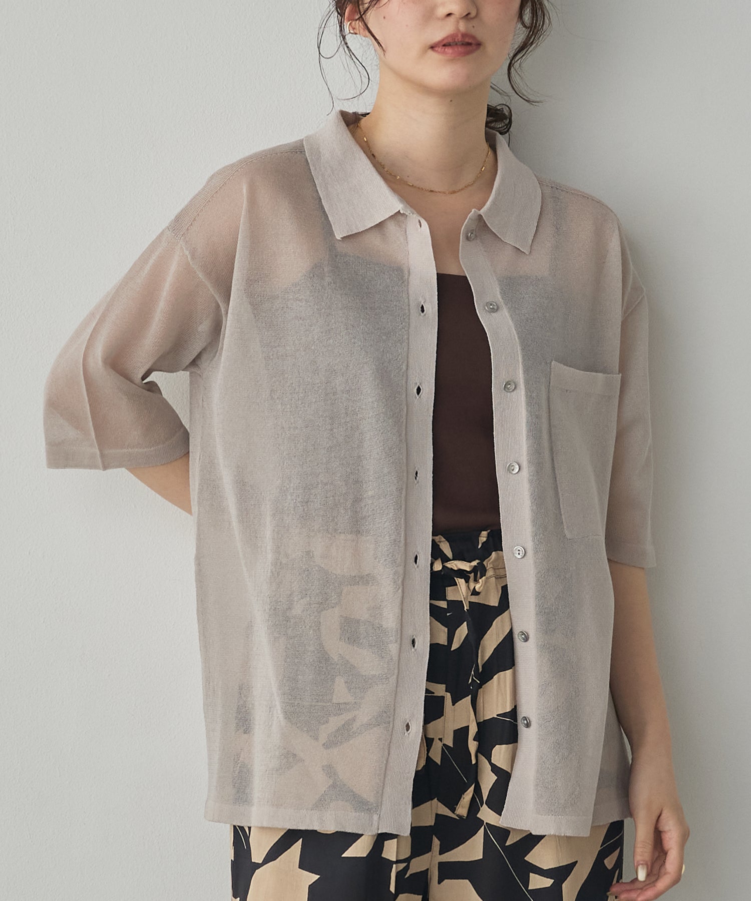 SHEER LAME KNIT SHIRT