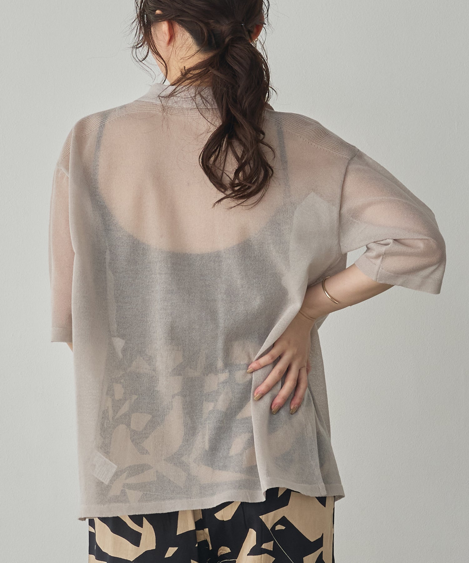 SHEER LAME KNIT SHIRT