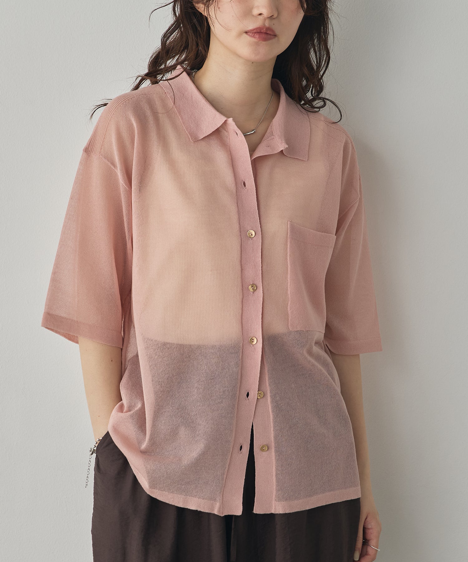 SHEER LAME KNIT SHIRT