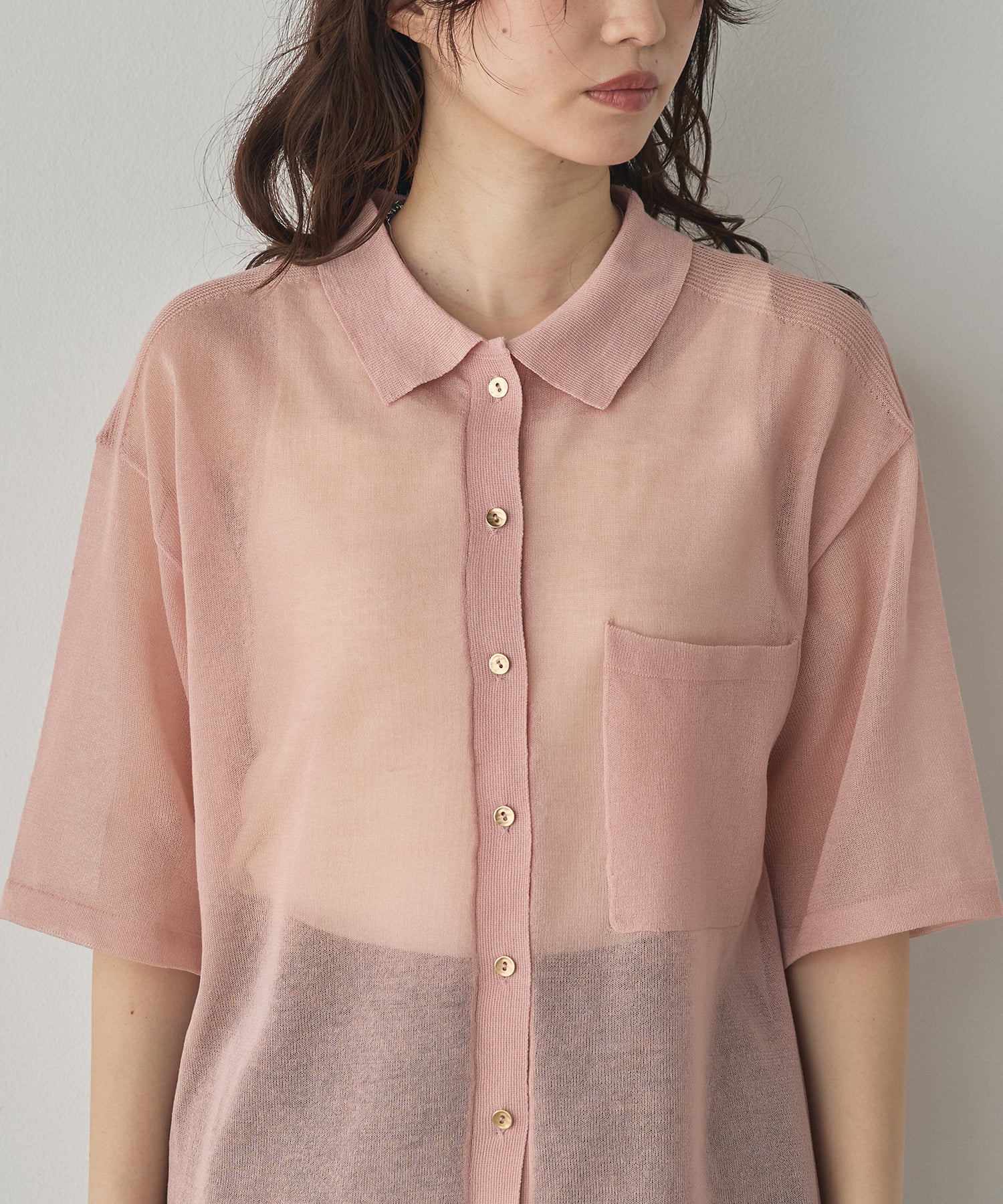 SHEER LAME KNIT SHIRT