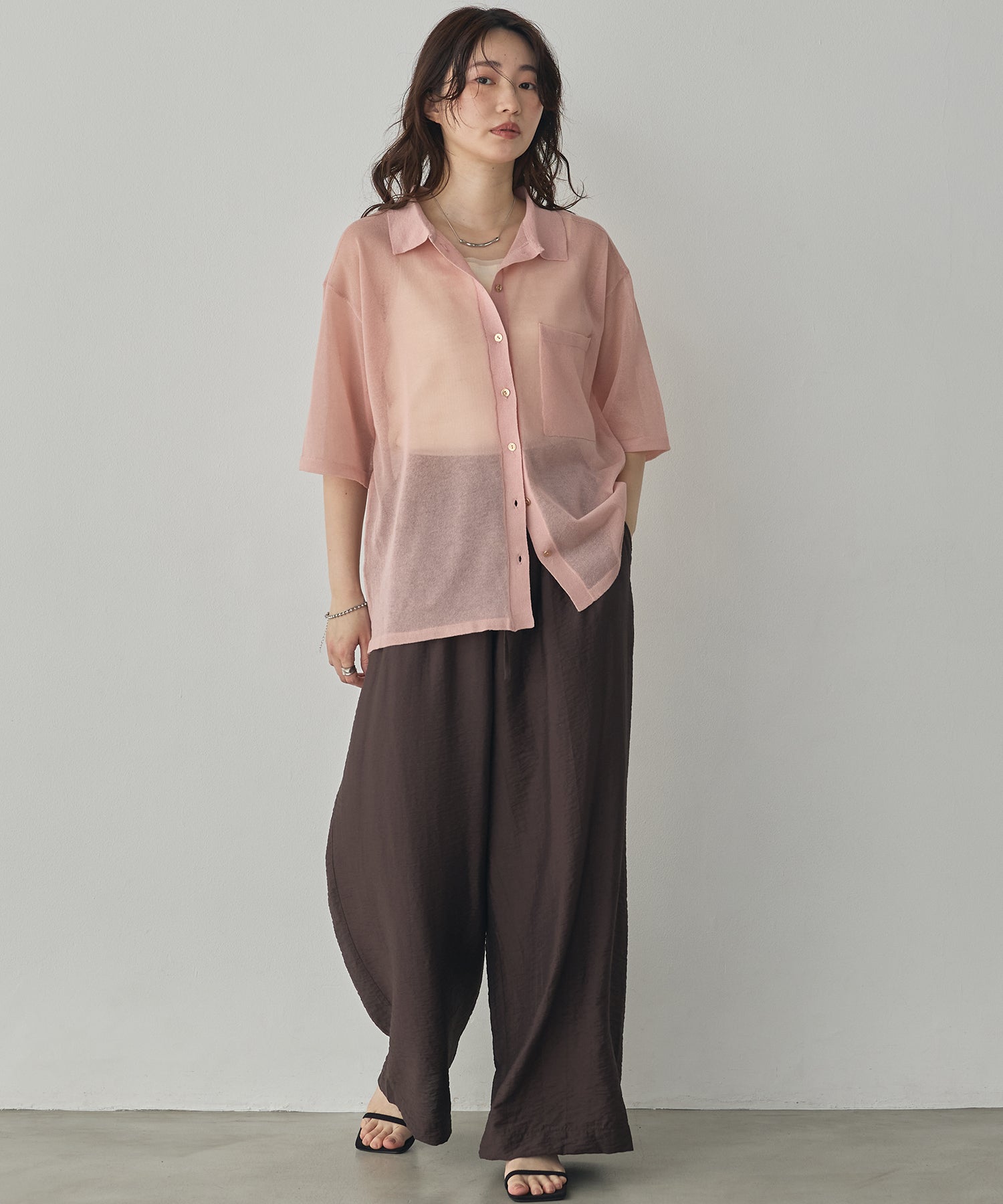 SHEER LAME KNIT SHIRT