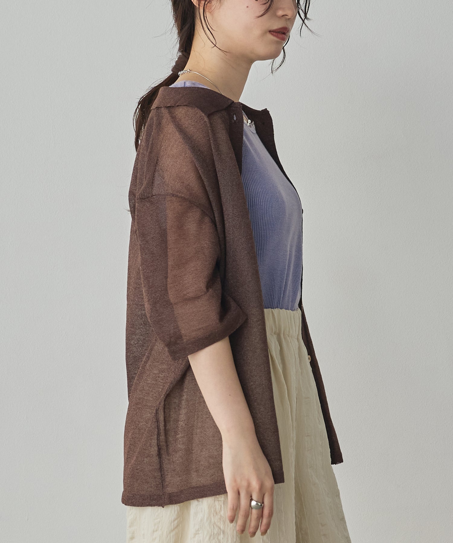 SHEER LAME KNIT SHIRT