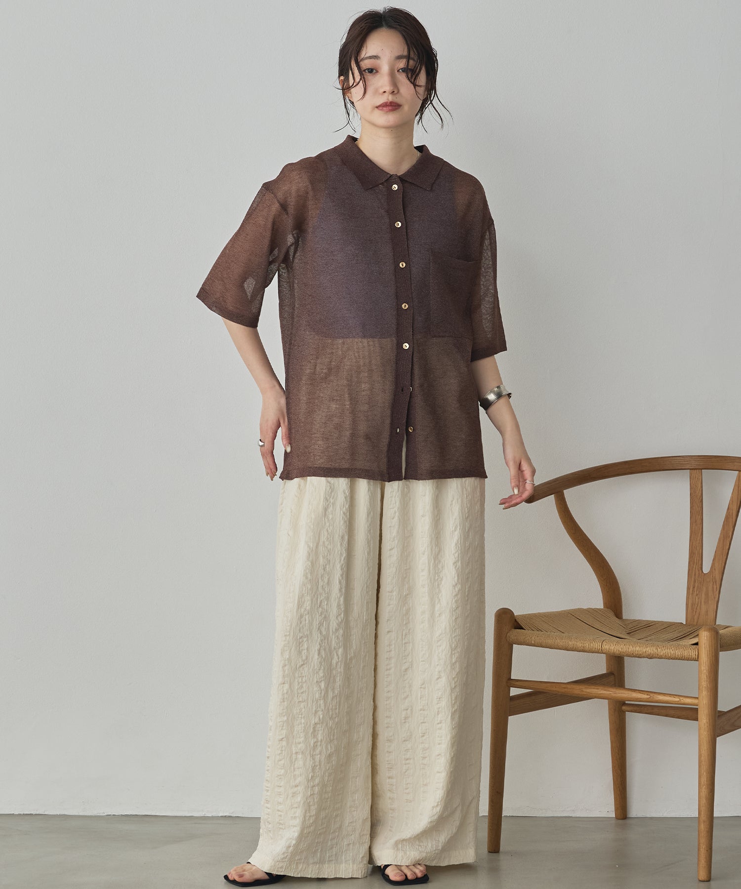 SHEER LAME KNIT SHIRT