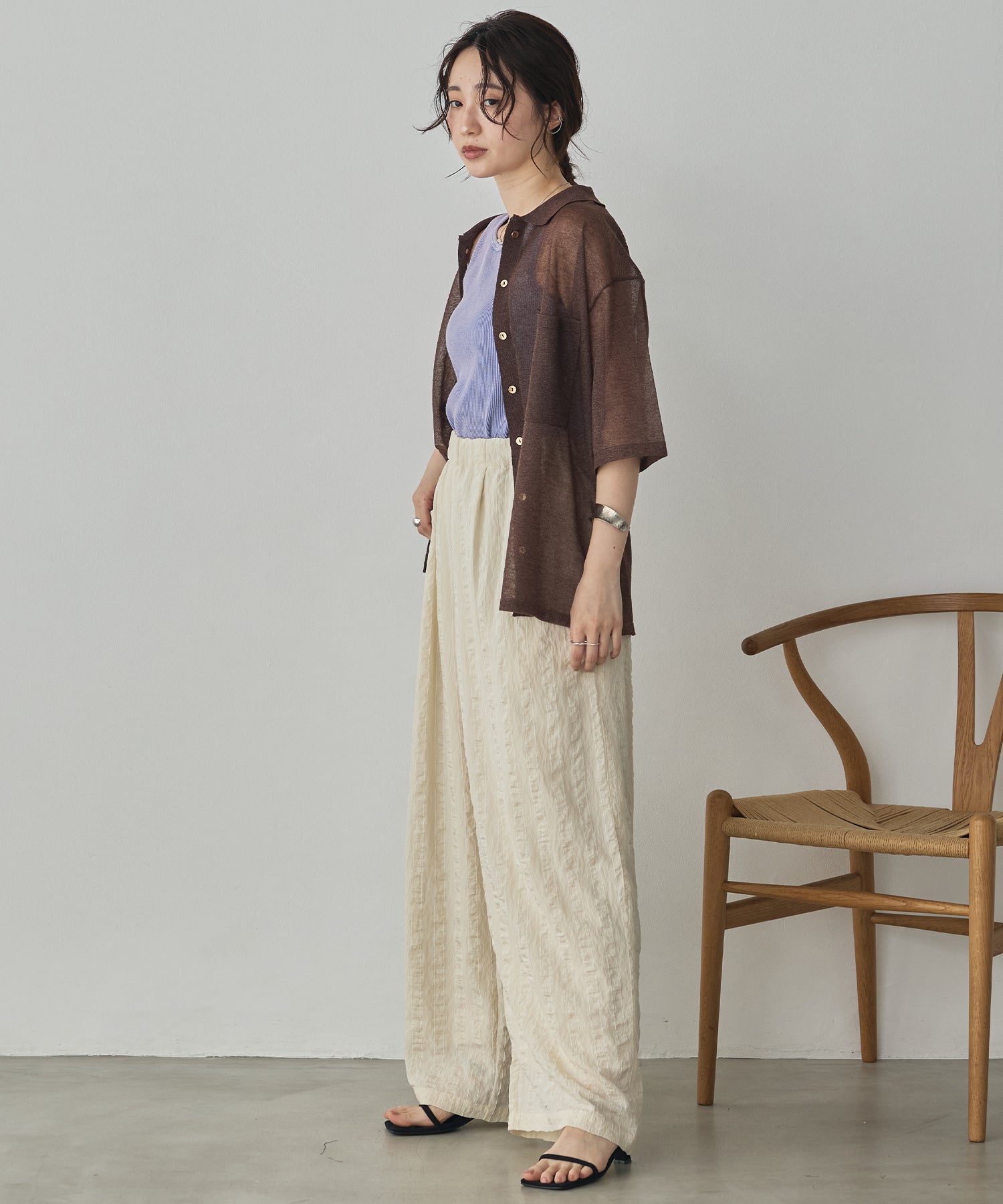 SHEER LAME KNIT SHIRT