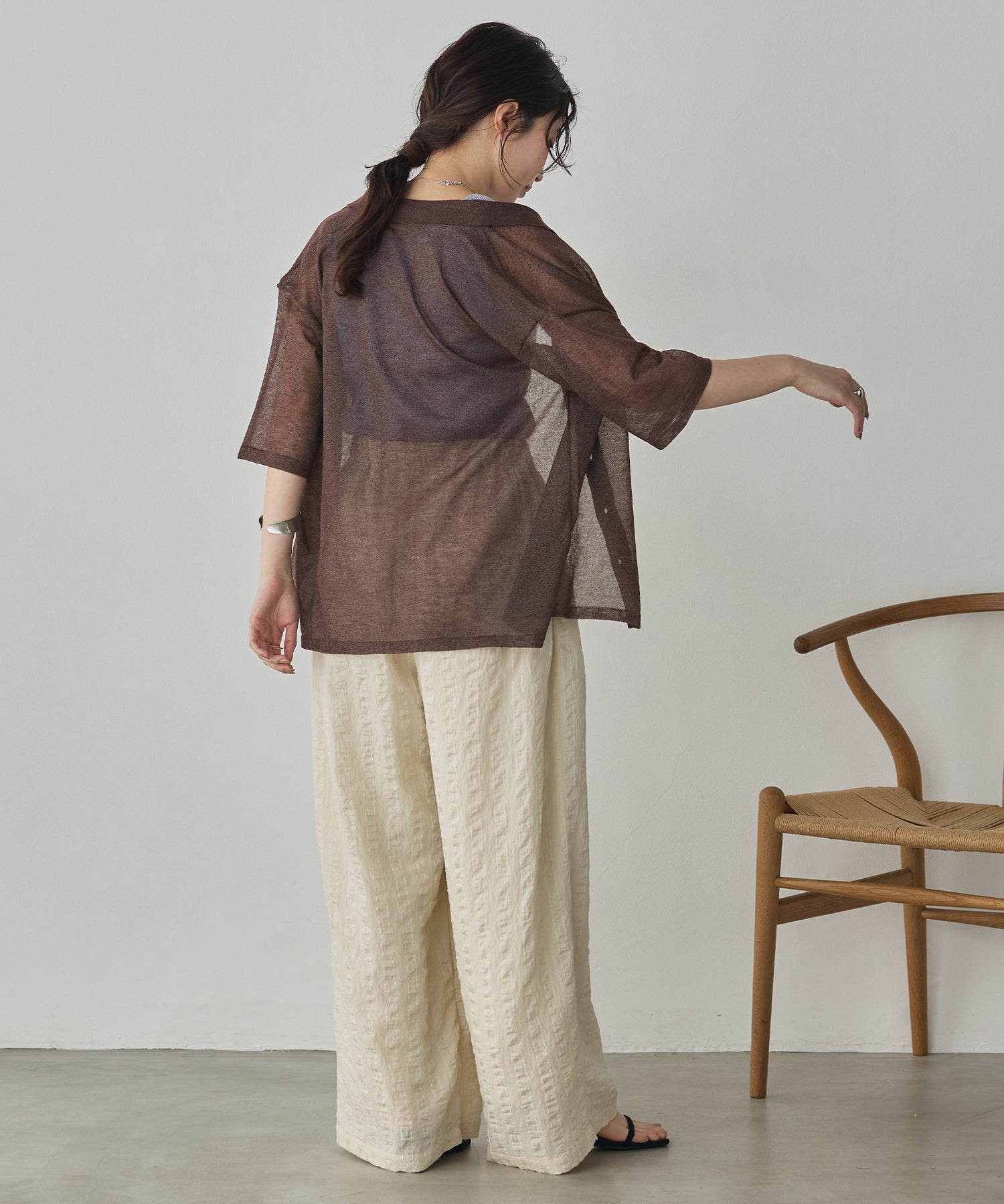 SHEER LAME KNIT SHIRT