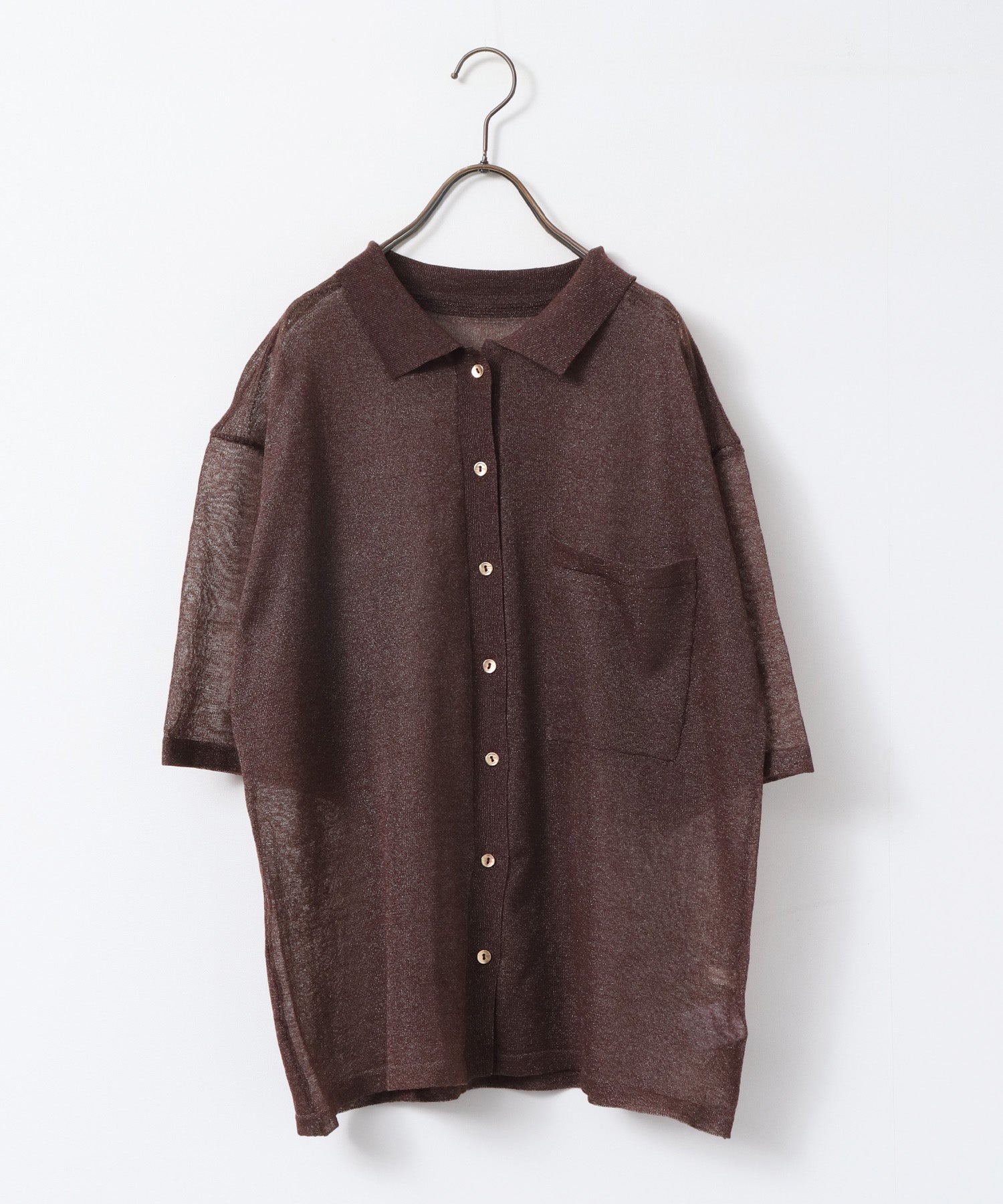 SHEER LAME KNIT SHIRT