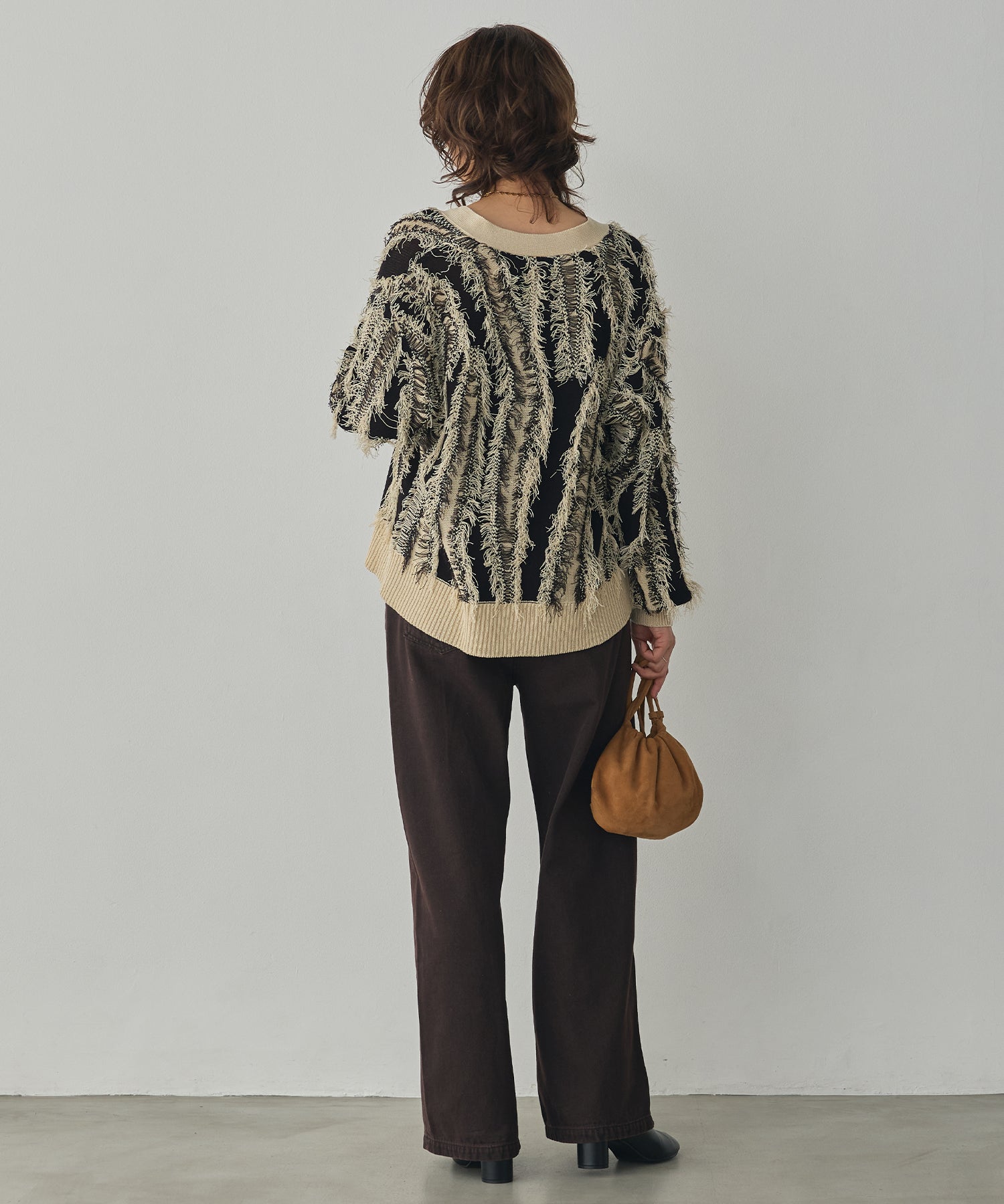 [PRE-ORDER]FRINGE-DESIGN KNIT CARDIGAN