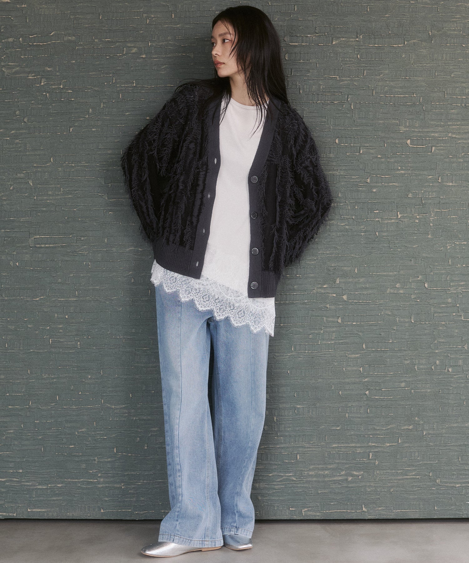 [PRE-ORDER]FRINGE-DESIGN KNIT CARDIGAN