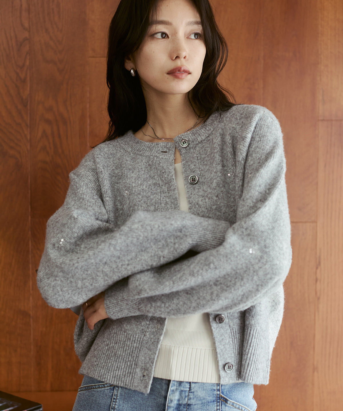 [PRE-ORDER]WOOL-BLEND EMBROIDERED KNITTED CARDIGAN